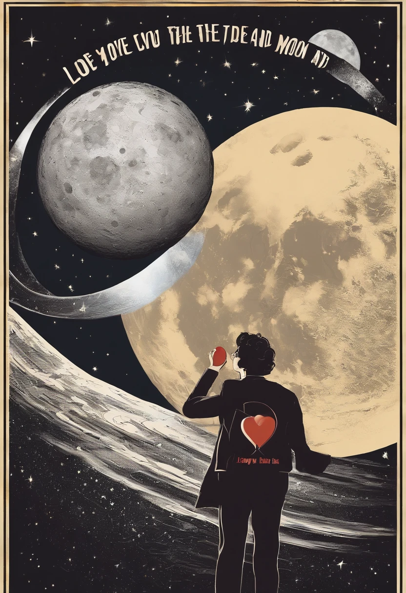 An image of Leonard holding a homemade poster that says 'I love you to the moon and back' with a heart and a drawing of the solar system.,The Big Bang Theory,Leonard is short with curly black hair and glasses, portrayed by Johnny Galecki