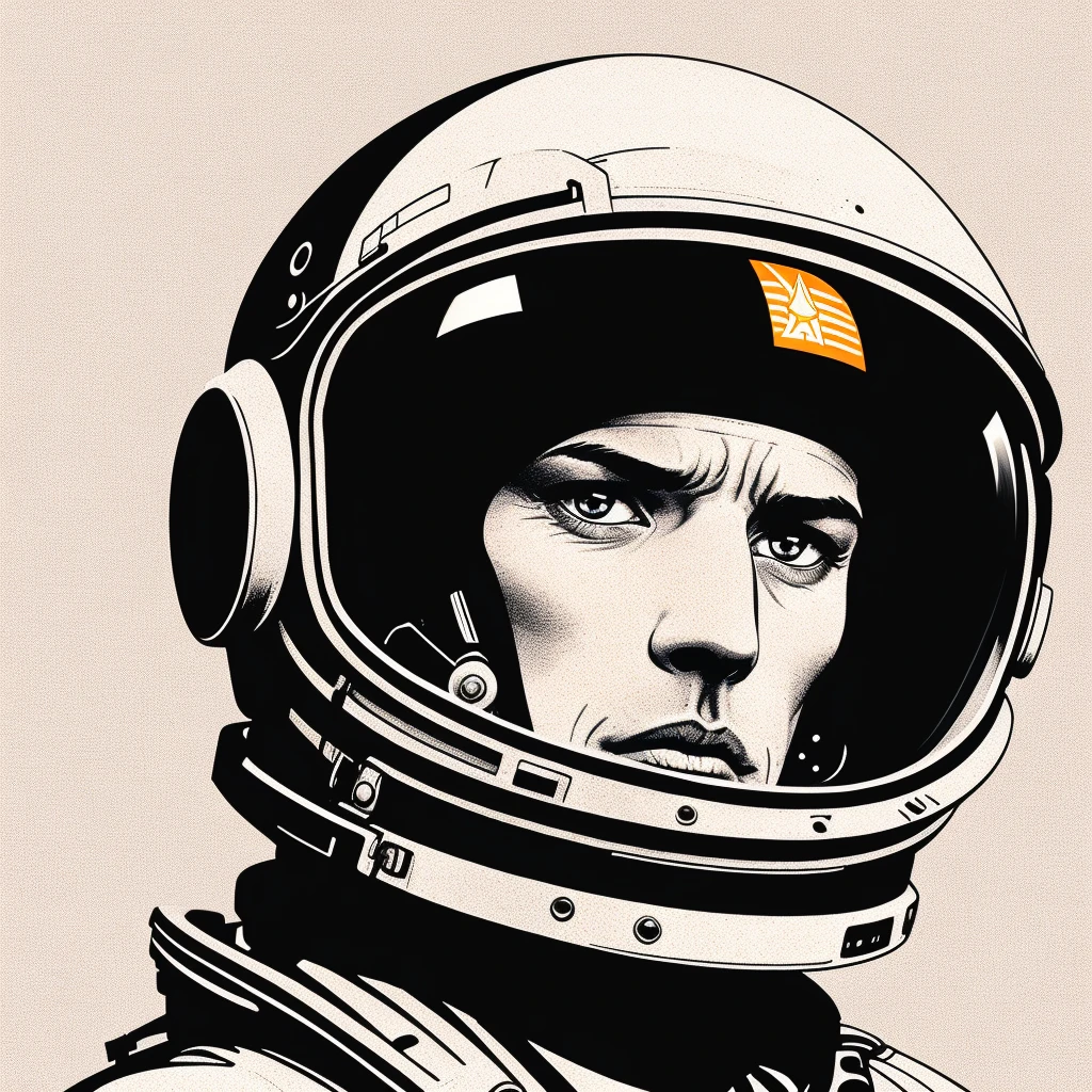 Imagen arafed de un hombre con un traje espacial y un casco., Retrato de un astronautaa, Retrato del astronautaa, Retrato de un astronautaa de IA, astronauta, cosmonauta, en traje espacial, Astronauta estadounidense, astronautaa solitario, astronautaa detallado, por Dean Ellis, Arte elevado, Ilustraciones de muy alta calidad, Arte vectorial, Shepard Fairey, vestido con traje espacial