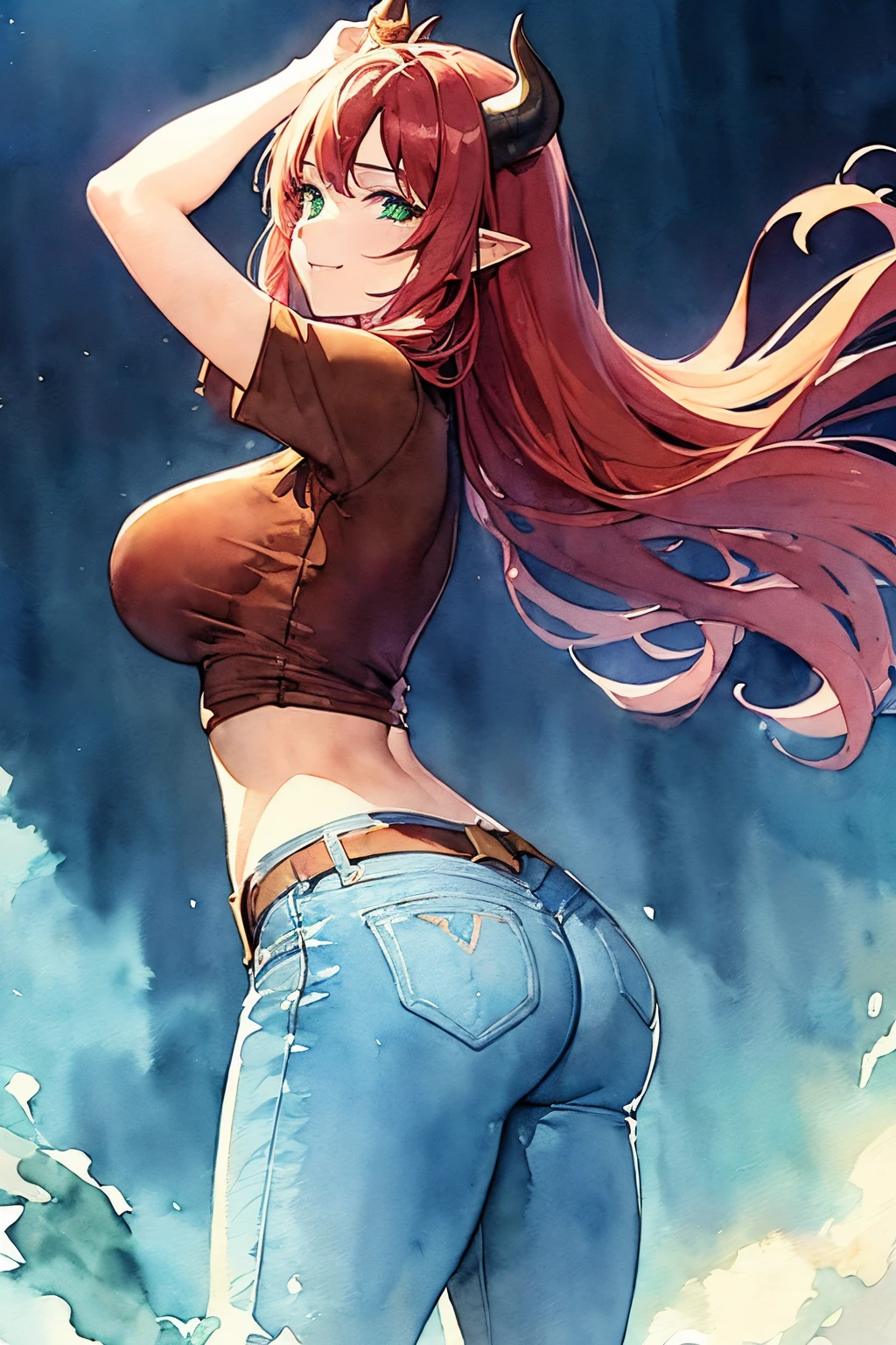 Sunsethuman, Sunset Shimmer, Sunset Shimmer from my little pony, Sunset Shimmer in the form of a girl, medium breasts, lush breasts, voluminous breasts, elastic breasts, five fingers, detailed hands, two hair tones, red-yellow hair, naked, smiling, leaning against motorcycle, sunny day, outside, blue sky, white clouds, forest, sexy pose