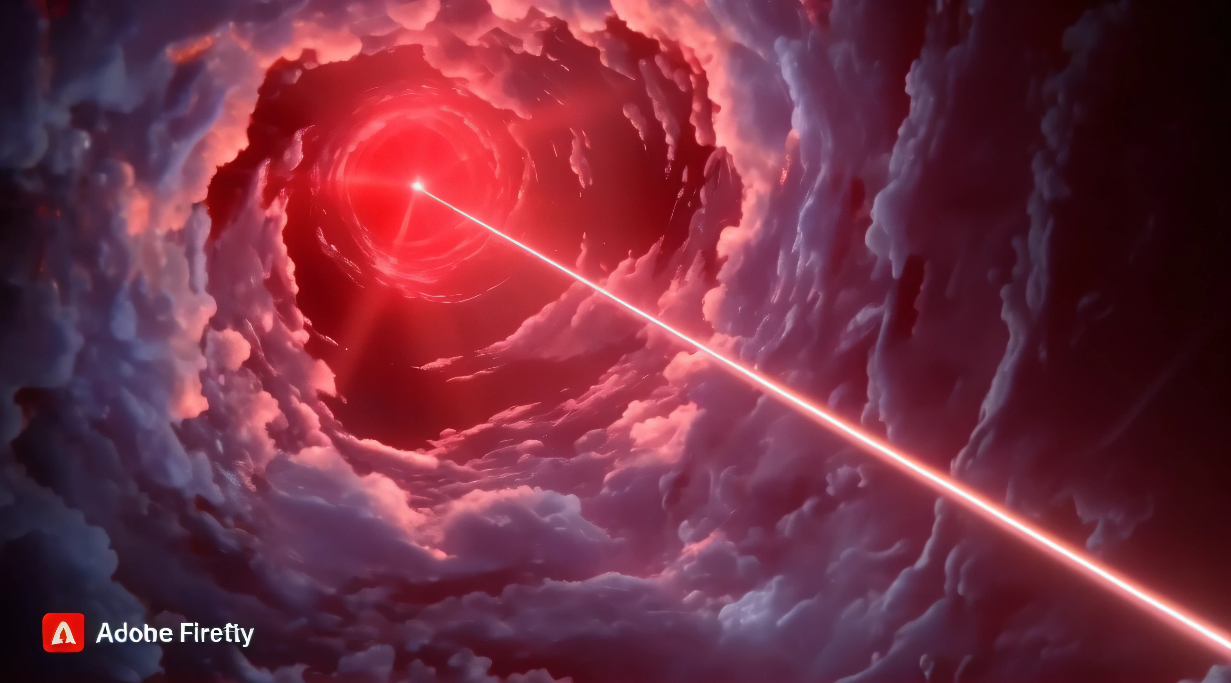 a close up of a red light in a spiral shaped object, red laser, lasers and explosions, laser beam, red lasers, lasers firing, laser weapons, explosions and lasers, lasers shooting out of eyes, lasers in mid flight, screenshot from a 2012s anime, volumetry scattering into space, explosions and purple lasers, entering a quantum wormhole