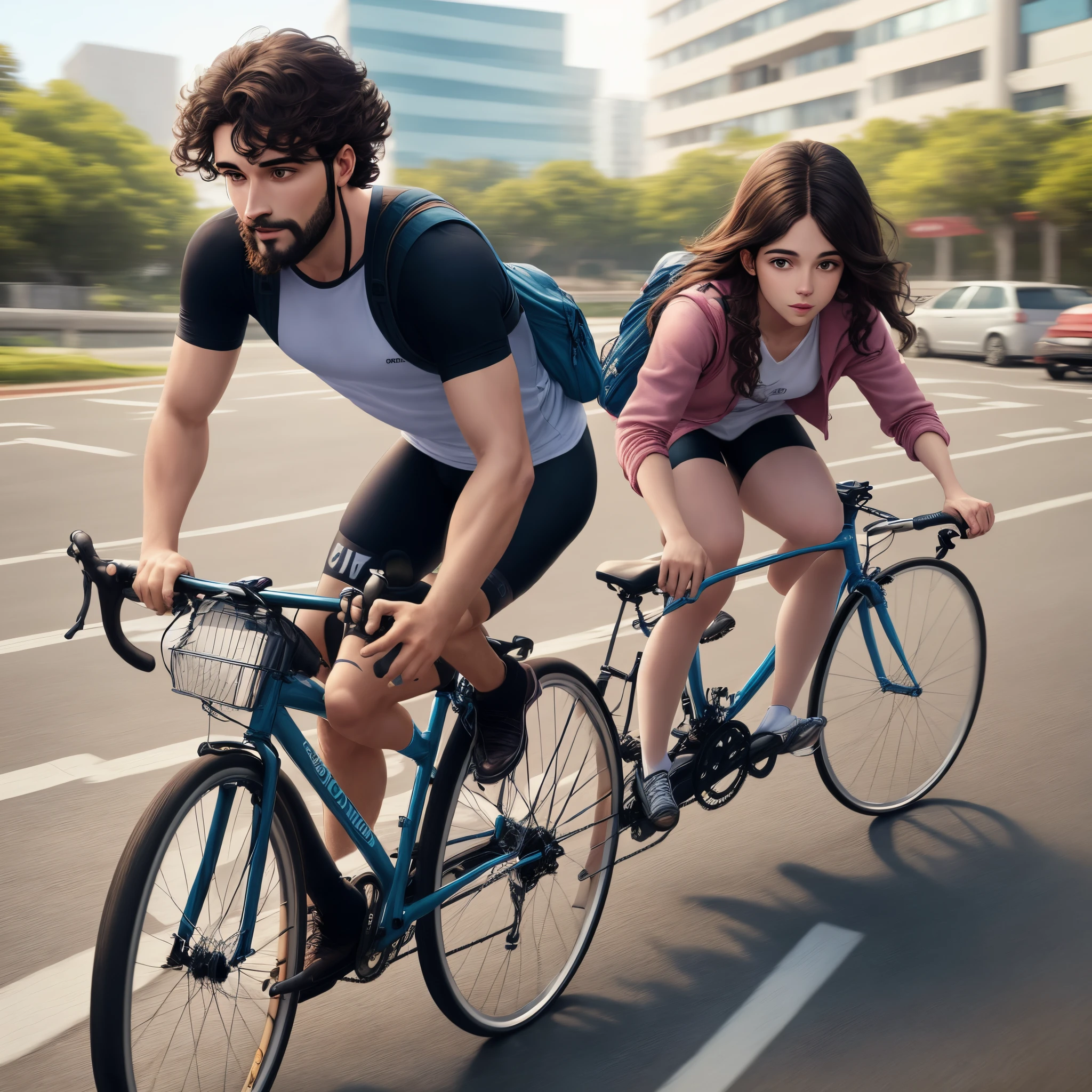Uma imagem de jesus andando de bicicleta com uma meni a
