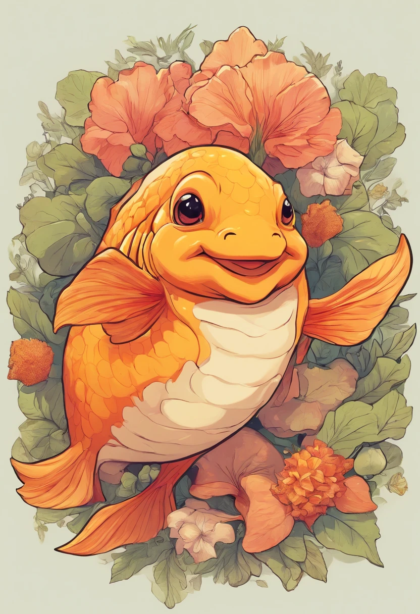 baby goldfish hugging a potato