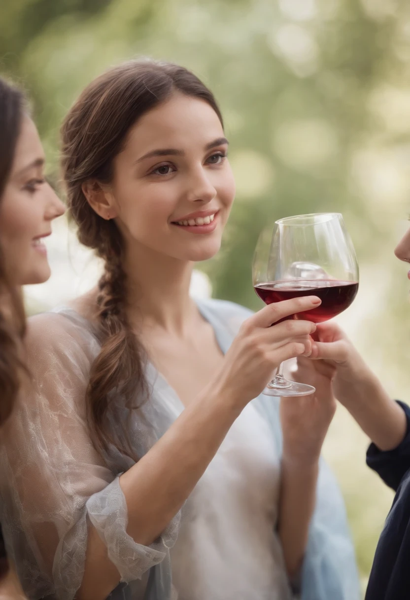 Young girls gathering，Stylish，Active，having fun，Holding a wine glass