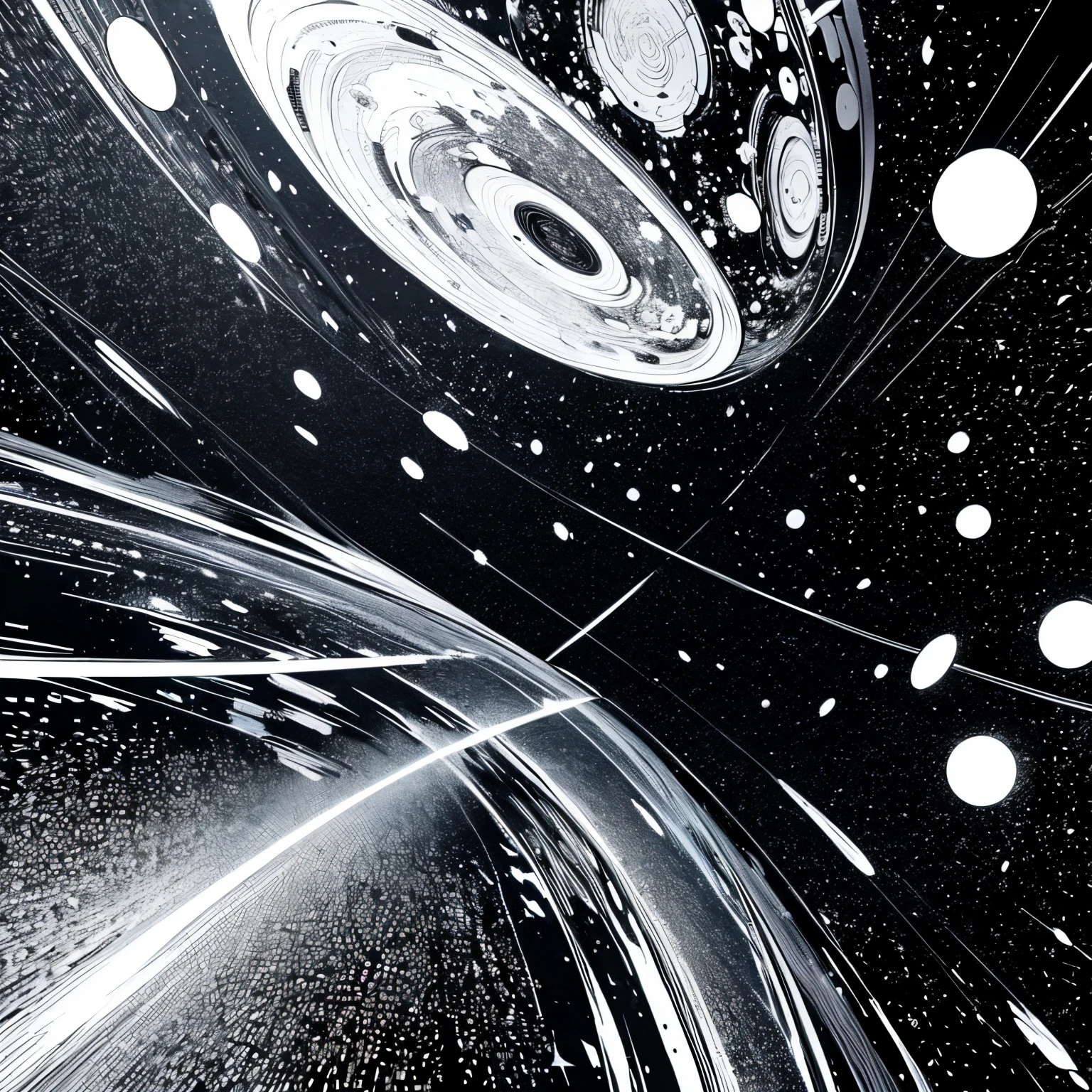 line art drawing, abstract, outer space