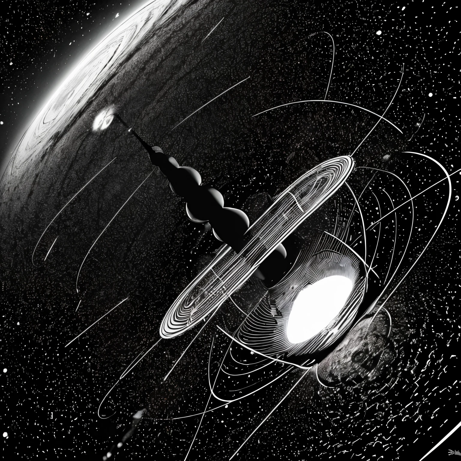 line art drawing, outer space