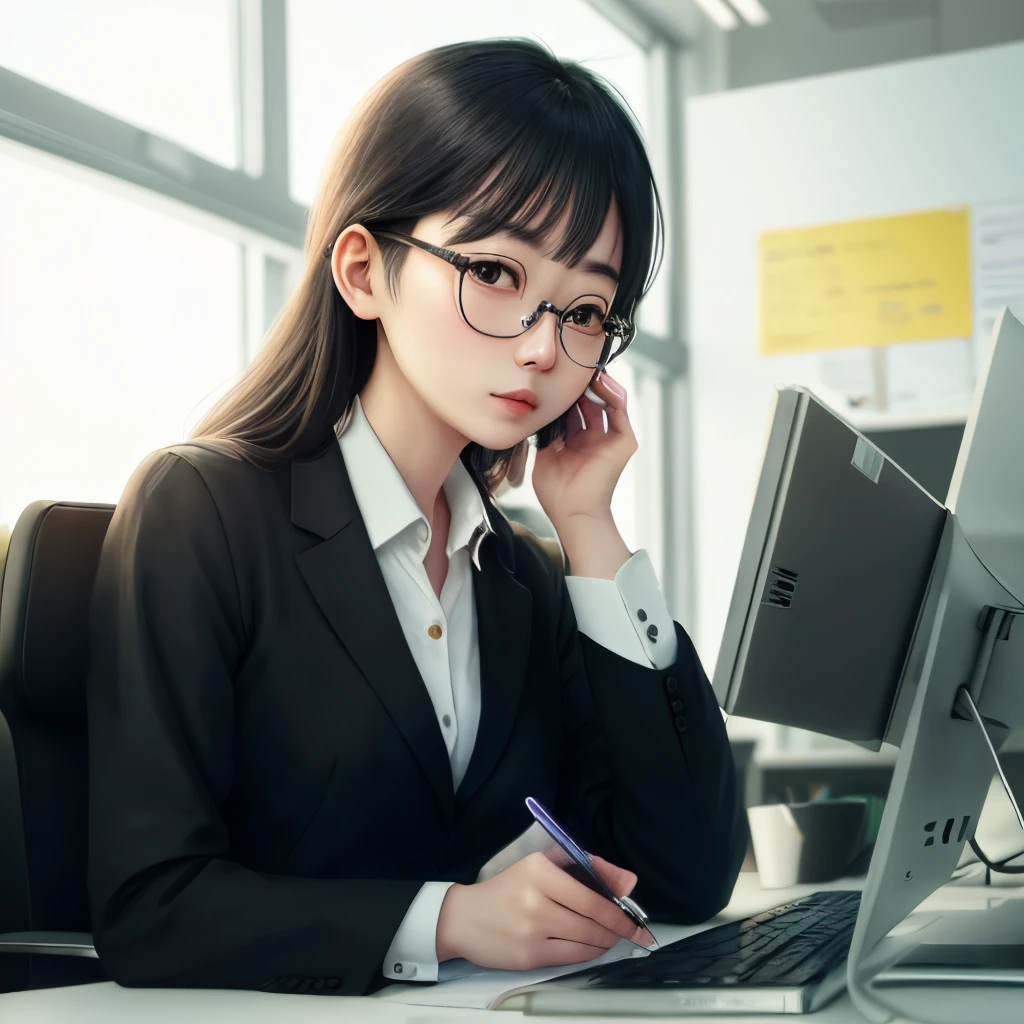 An owl dressed as an office worker wearing black-rimmed glasses、Pop tone