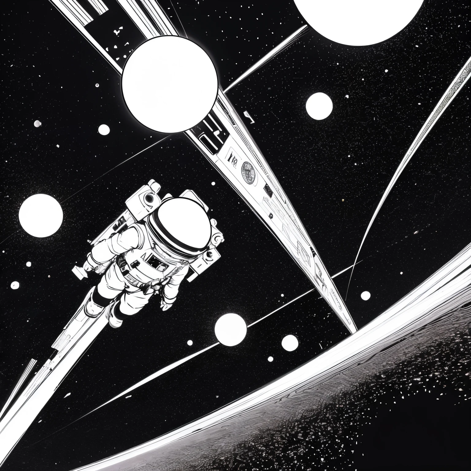 line art drawing, outer space