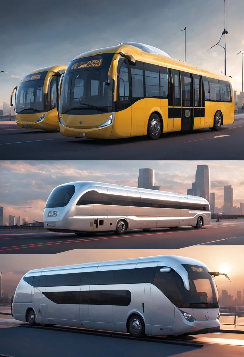 Bus,cabs,hsr,trains,air vehicle, futuristic, ultra detailed