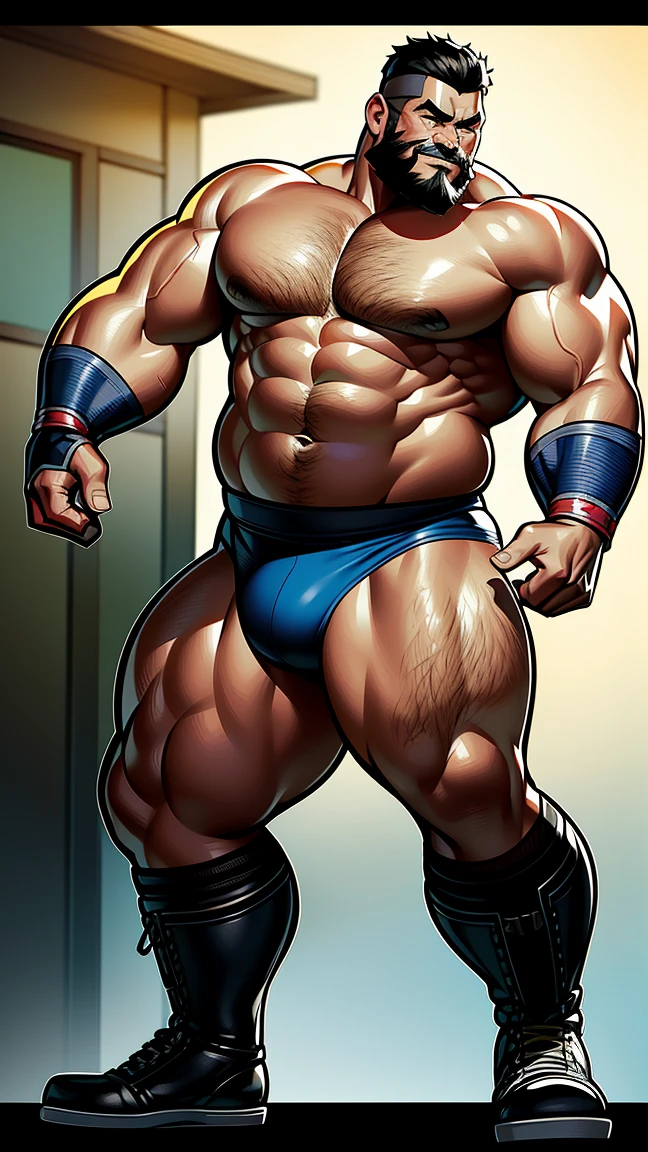 the only person，male people，Muscle wrestler，Muscular，Stout wrestler，Asian people，jpn，Uncles，60-year-old middle-aged man，Short hair details，Short hair details，Wrestling boots，Full body like，Panorama characters，WWE ring，WWE American professional wrestling，spotlight lights，cellshading，visions，pantiess，fatness，age 55，,Middle age，tattoo is，Fingerless gloves，Wheat-colored skin，oilly skin，Dark skin，Show off your chest muscles，Sumo wrestler，body builder，Wide sideburns，Pronounced abs，ssmile，beard is gray，White hair，（Full body like：3），Hands are very thin，bright outside，outdoor background