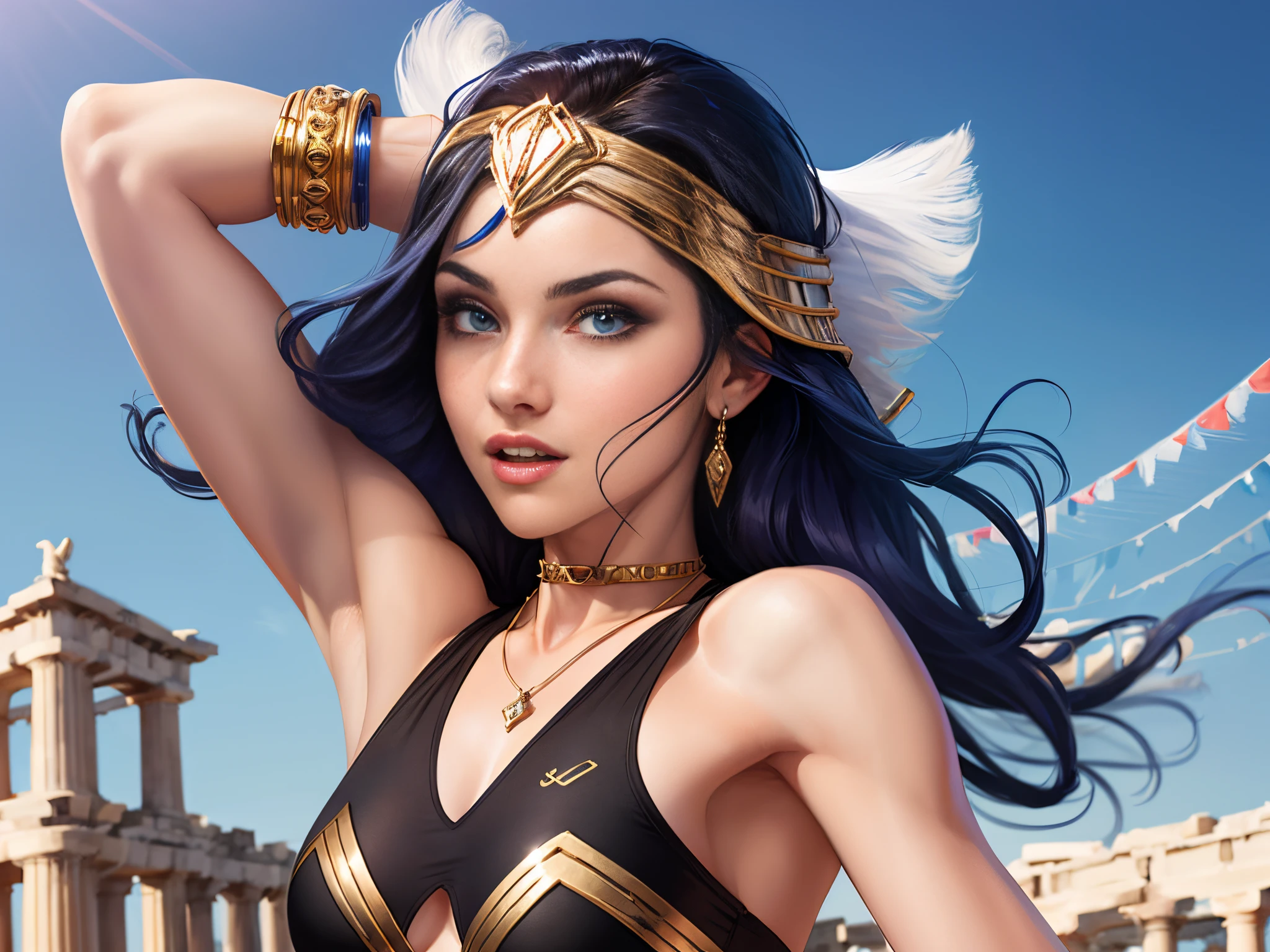 Sheer lowleg panties, straddling with legs spread wide open, busty, curvy hips, thicc, ( best quality,4k,8k,highres,masterpiece:1.2),ultra-detailed,(realistic,photorealistic,photo-realistic:1.37), HDR, UHD, vivid colors, studio lighting, extreme detail description, long eyelashes, intense gaze, attractive expression, flowing black hair, mesmerizing blue eyes, sensual smile, seductive aura, alluring charm, mysterious background, captivating appearance, tanned skin, toned physique, confident pose, powerful presence, enigmatic atmosphere, enigmatic aura, enigmatic beauty