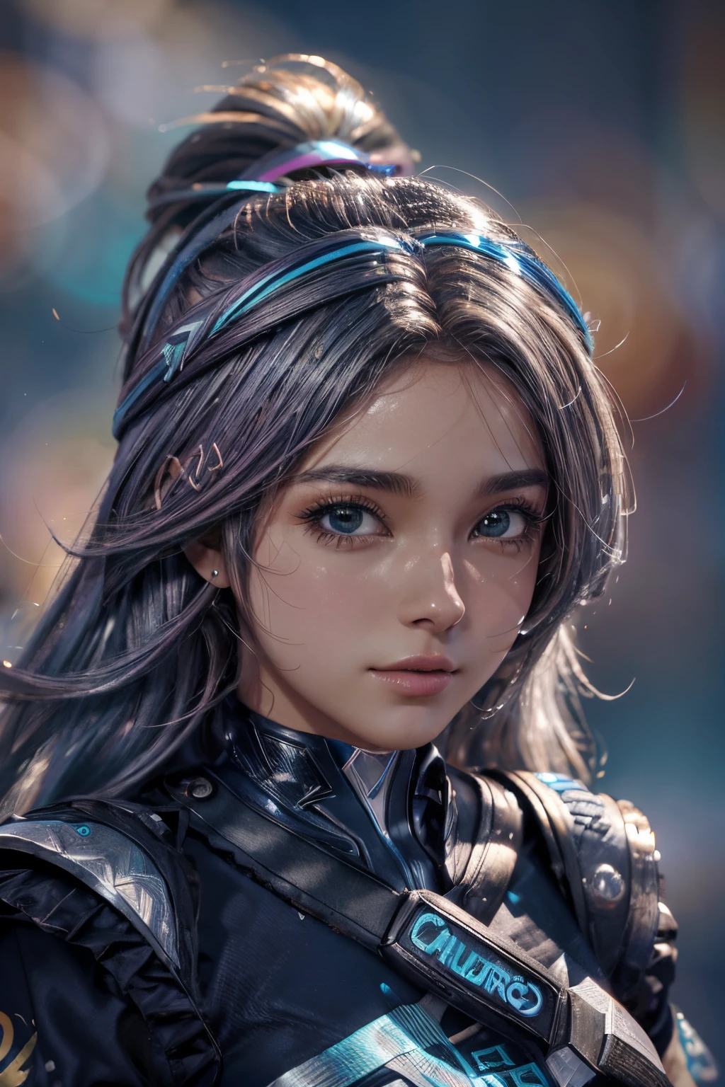 (melhor qualidade, 4k, highres, ultra-detalhado), cores vivas, de cabelos castanhos, olhos azuis escuros, foco nítido