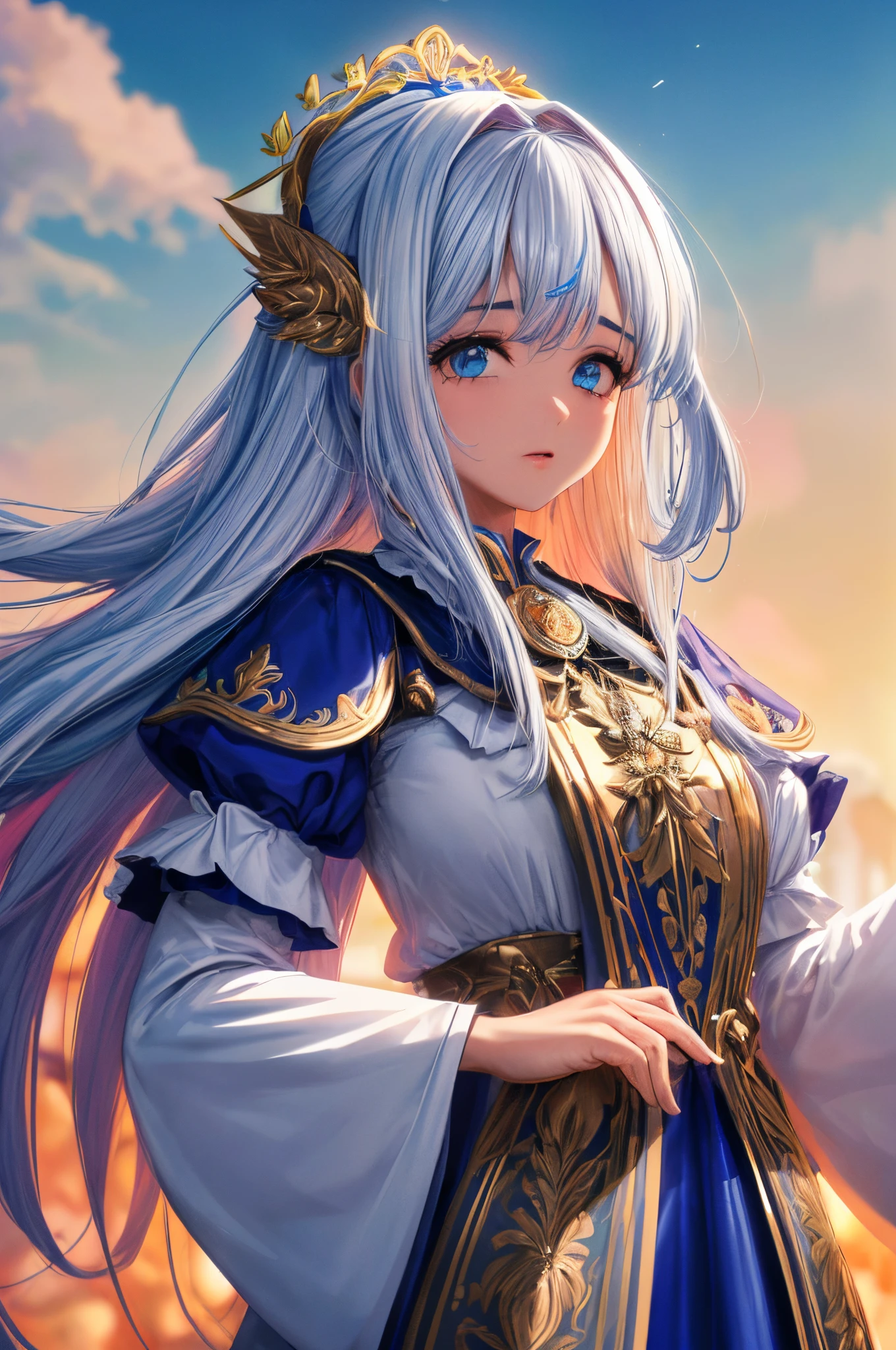 (melhor qualidade, 4k, highres, ultra-detalhado), cores vivas, de cabelos castanhos, olhos azuis escuros, foco nítido