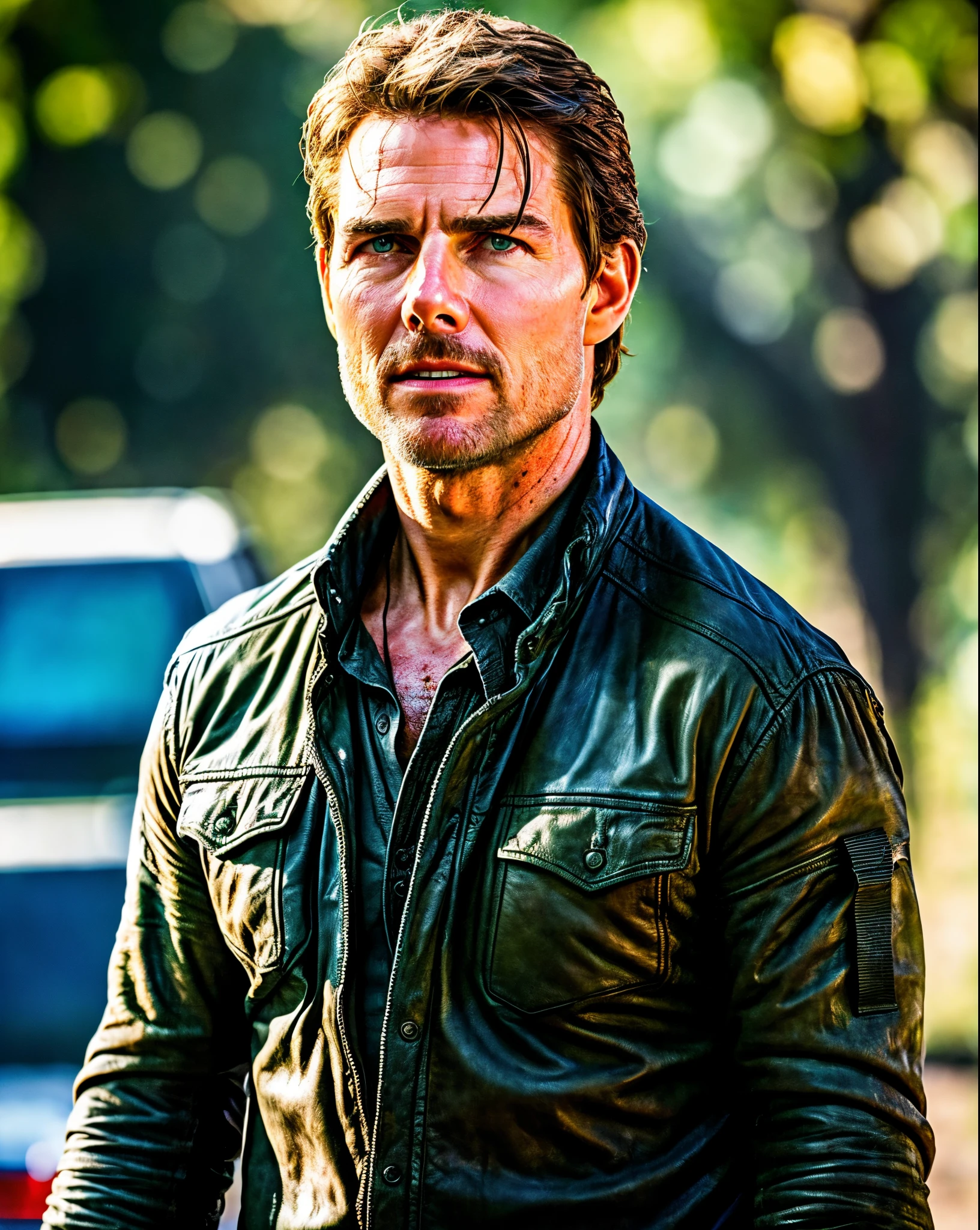 Tom Cruise as Rick Grimes from The Walking Dead,half body, XF IQ4, 150MP, 50mm, ISO 1000, 1/250s, natural light, Adobe Lightroom, photolab, Affinity Photo, PhotoDirector 365