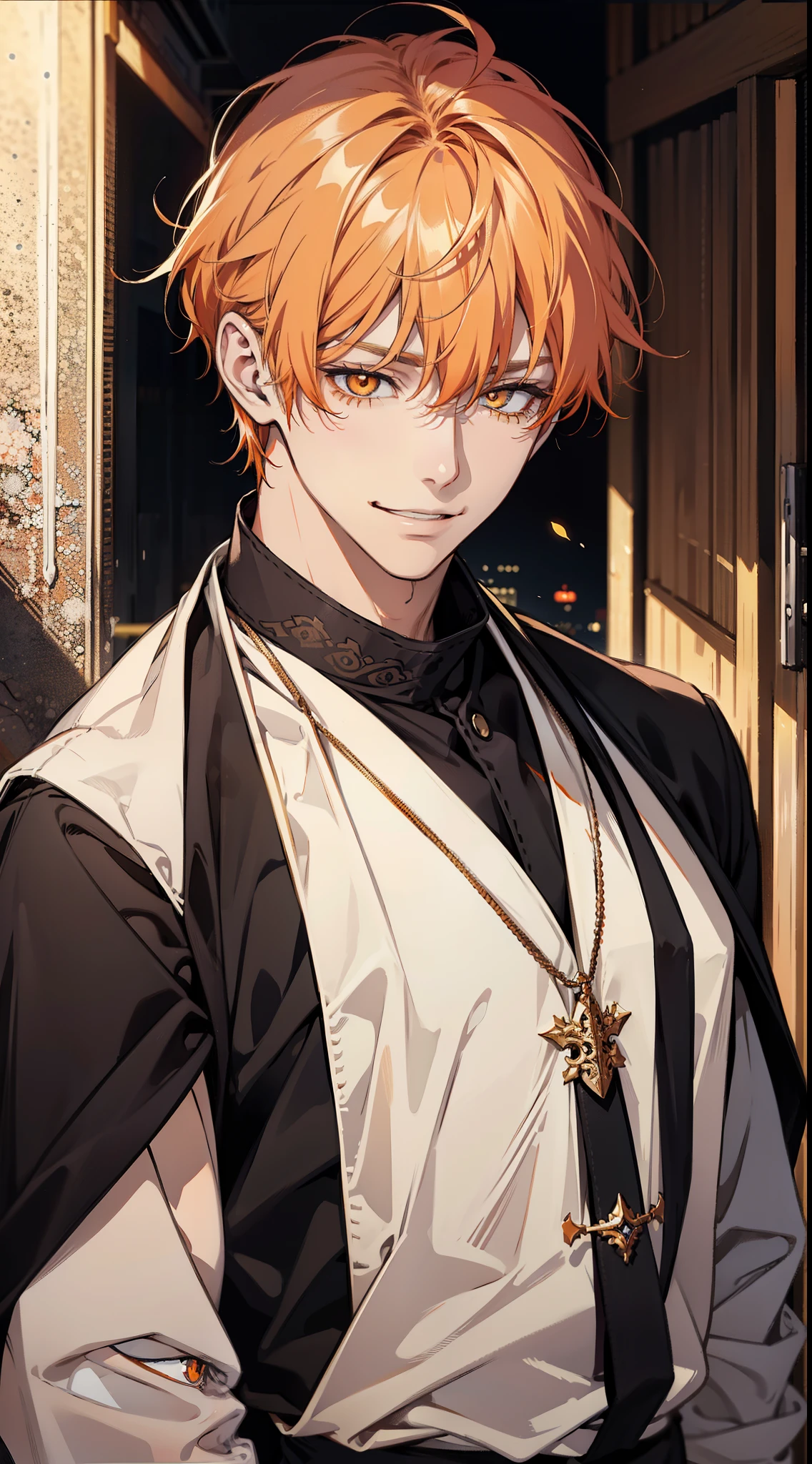 Orange Eyes、long eyes、Hanging、glareing、Sanpaku eyes、Handsome man、Nihilistic smile