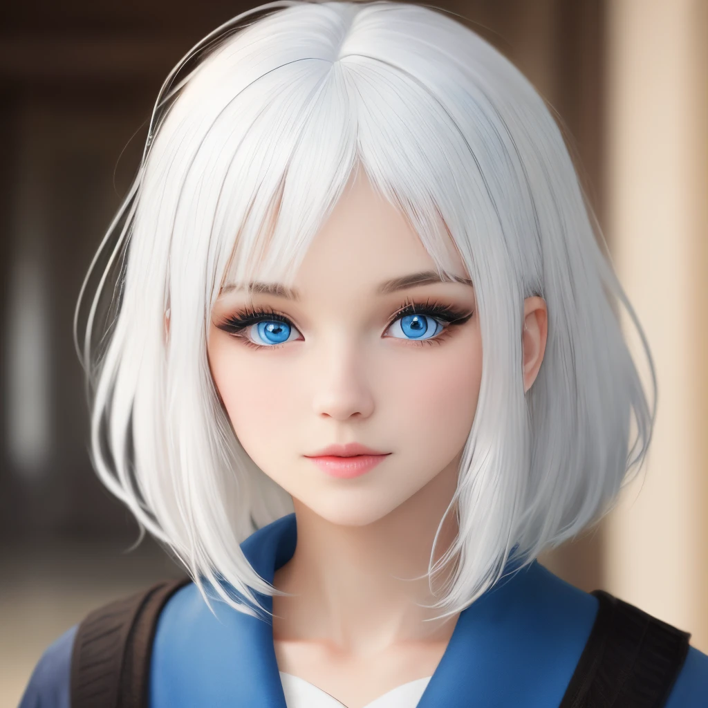 White hair and blue eyes