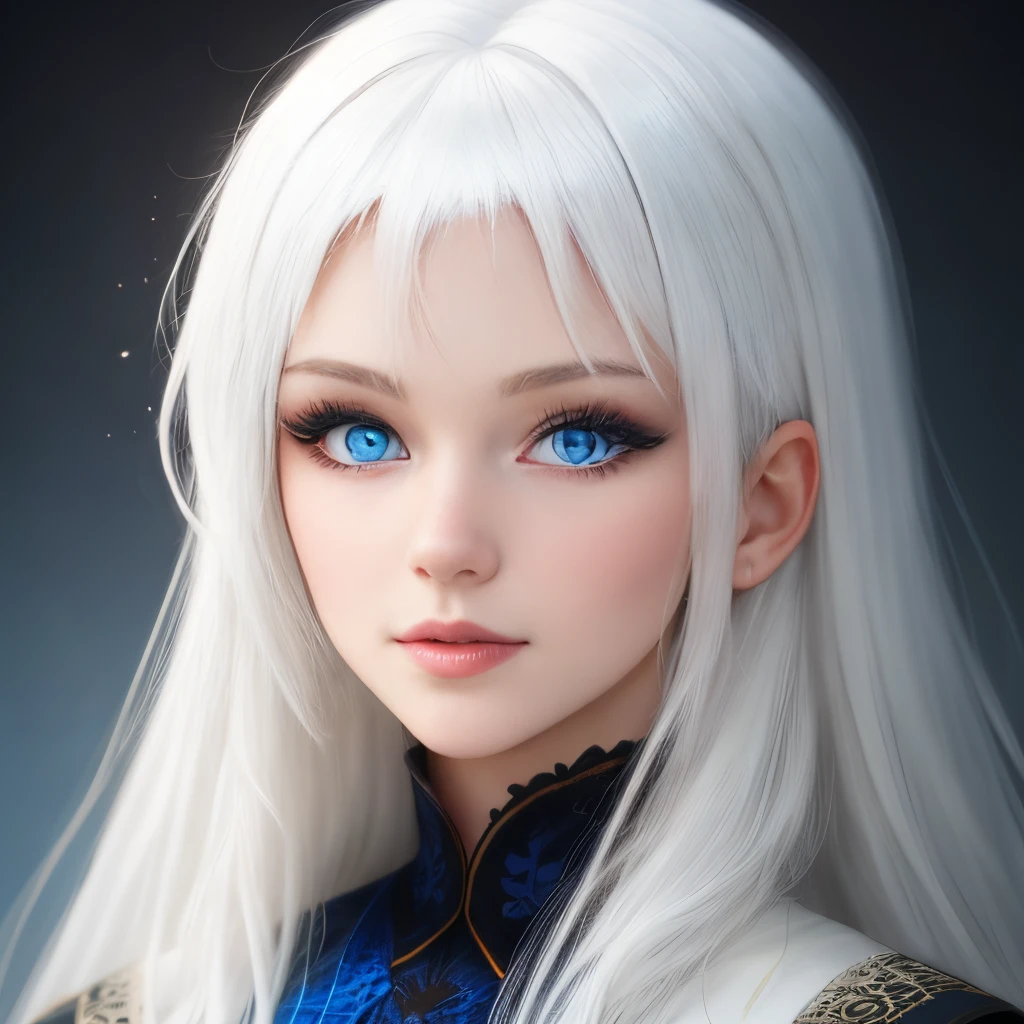 White hair and blue eyes