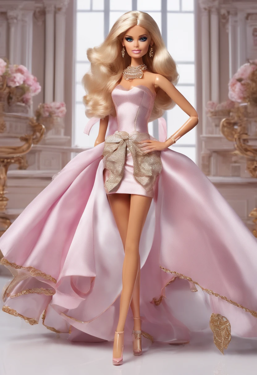 Full body, Cute Flawless barbie doll, young, arrogant, confident, hair bow, evil smirk, mean, thin, bikini, high-heeled boots, tiara, looking at viewer, from below, masterpiece,