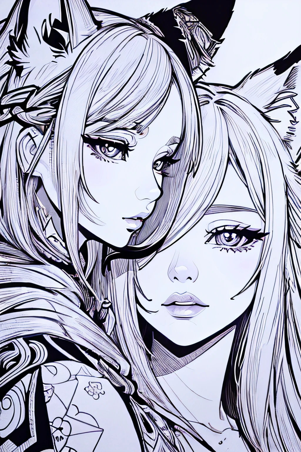 Create a Final Fantasy IV Rydia Tattoo Design, to black and white