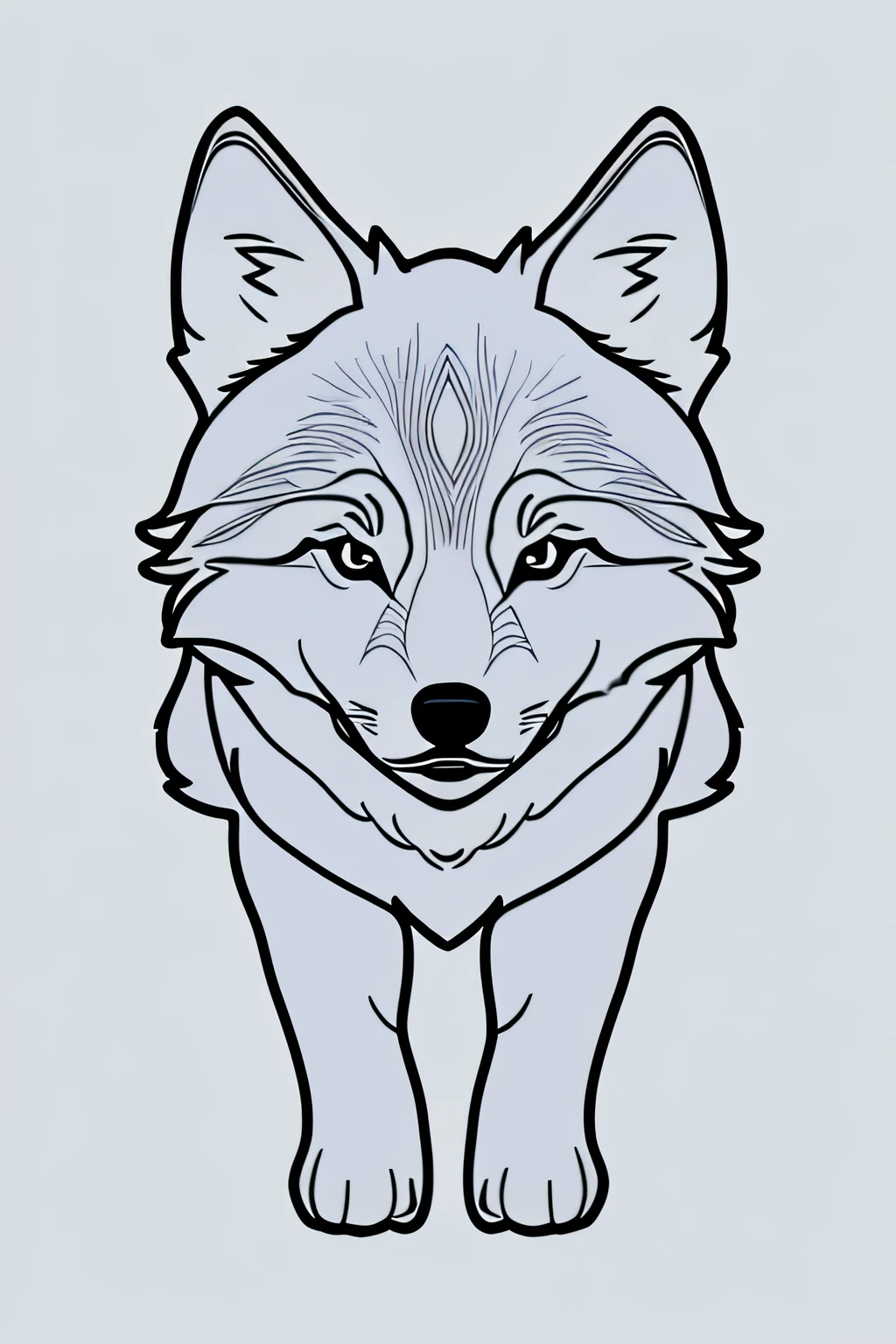 sticker vector line art of wolf pup, realistic, delicate,