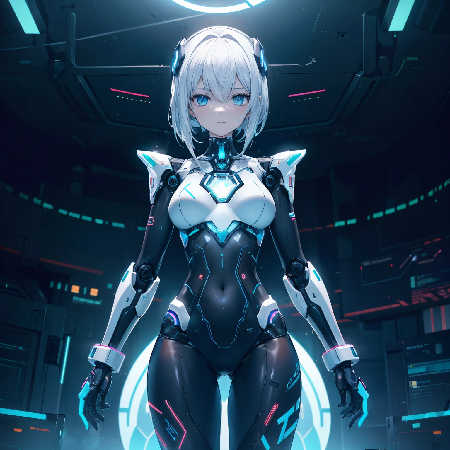 A modern way to describe the image of future robots, minimalist aesthetic. This robot is apparently based on artificial intelligence, Features clean lines and shiny metallic finish. It has a dome-shaped head with a bright sensor,Demonstrate its advanced processing capabilities. The robot body is slim、Streamlined, The body lines are very smooth,Has a medium chest,Willow waist,Pretty ass,Have flexible joints,,The robot is located in a futuristic environment with neon lights,Added cyberpunk style. Its presence exudes innovation and sophistication."