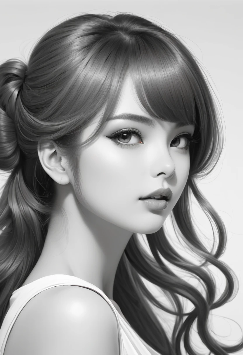 line art,Mono Color,a beauty girl