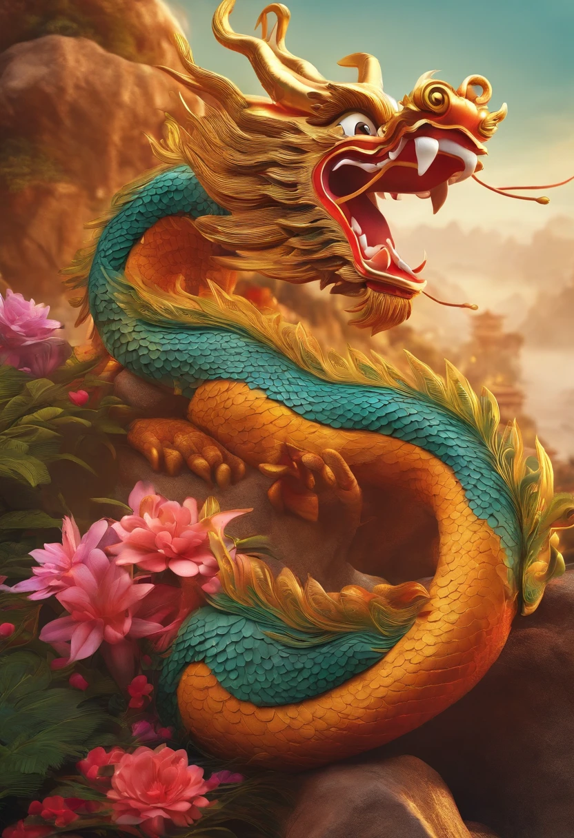 Chinese dragon cute 3D three-dimensional colorful multi-level new year