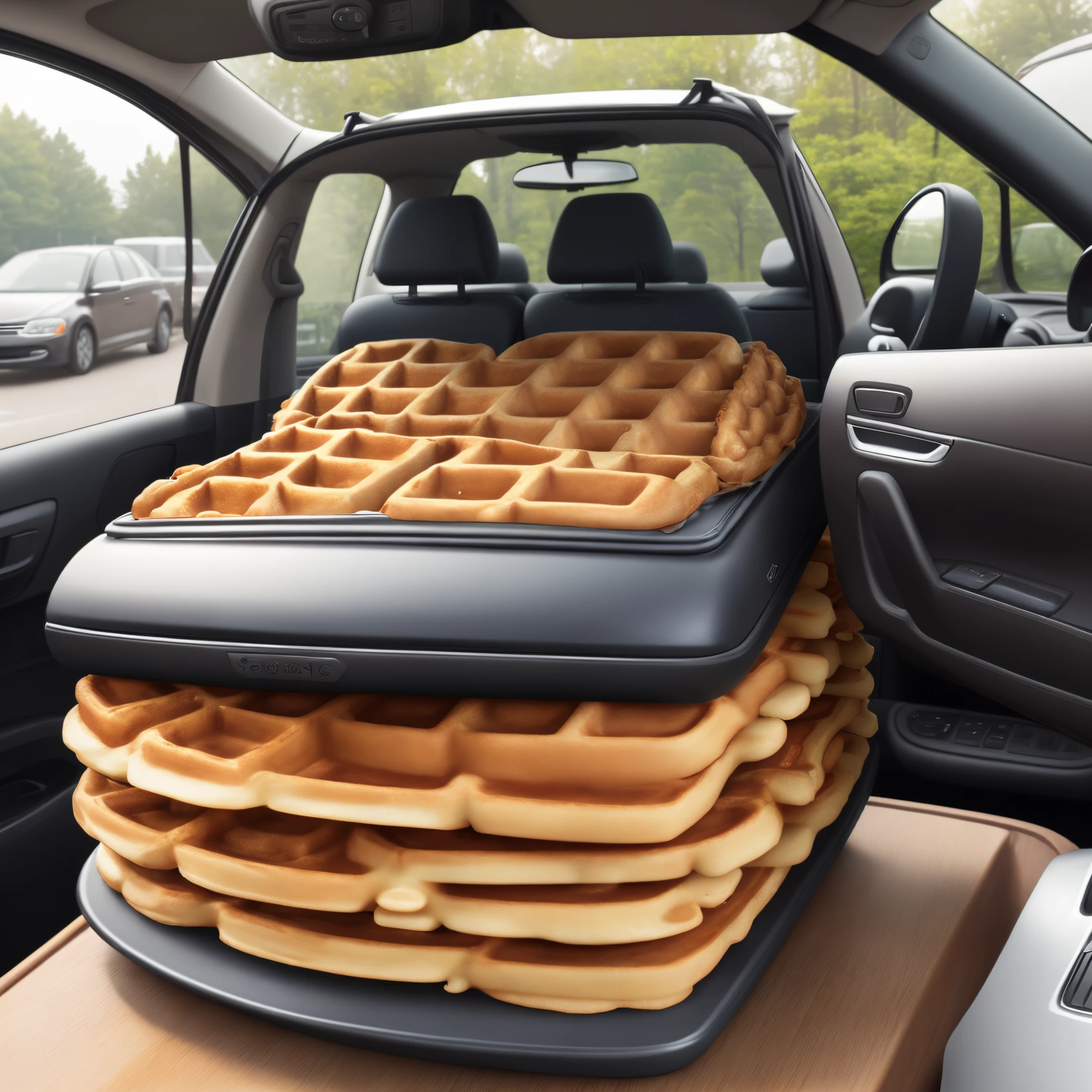 A 2012 Volkswagen Jetta wagon inside a Waffle House