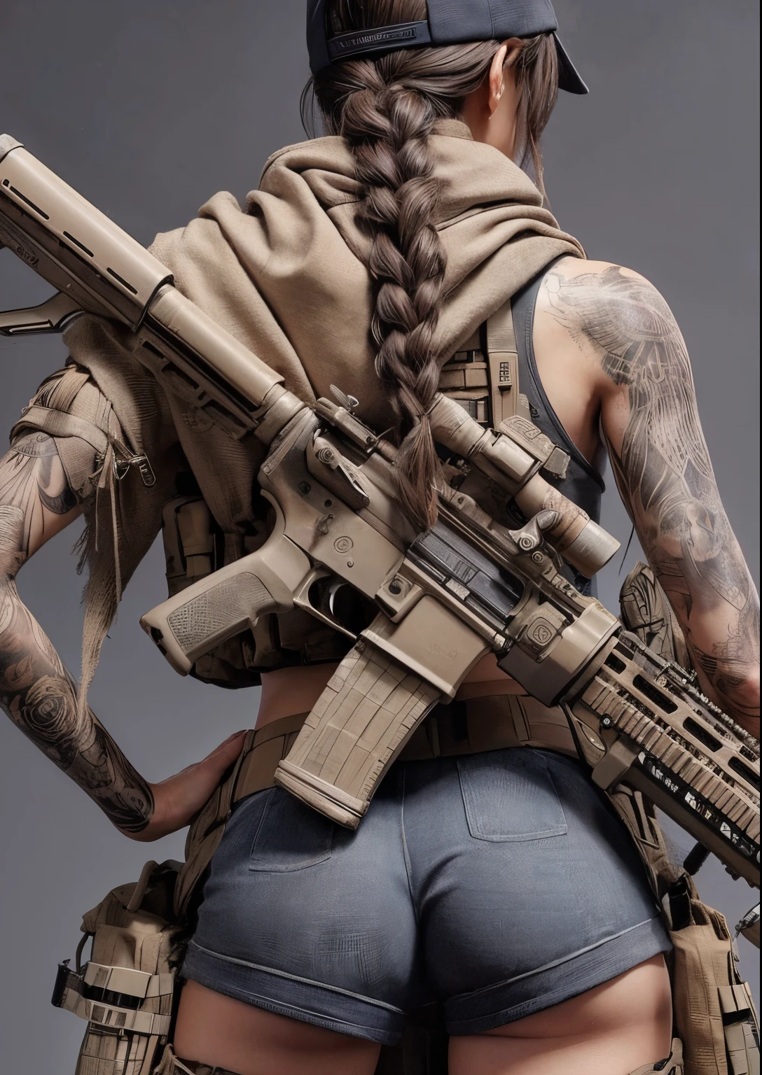 Realistic skin textures、realistic automatic rifle、The tattoo