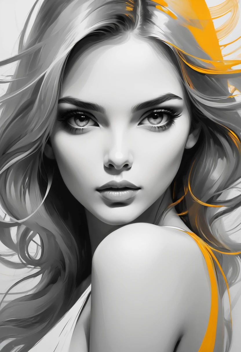line art,Mono Color,A beautyful girl,abstract painting