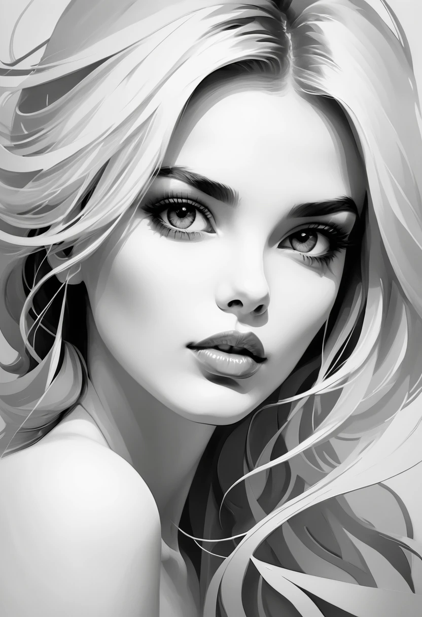 (line art:1.5),Mono Color,A beautyful girl,abstract paintings