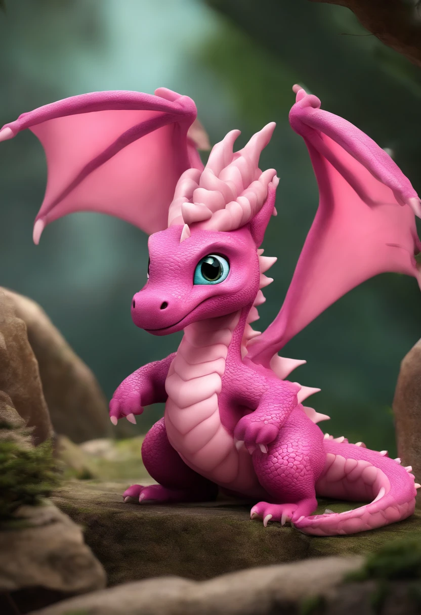The dragon is cute, 3D, multi-layered, big eyes, super cute and pink. I like it.
