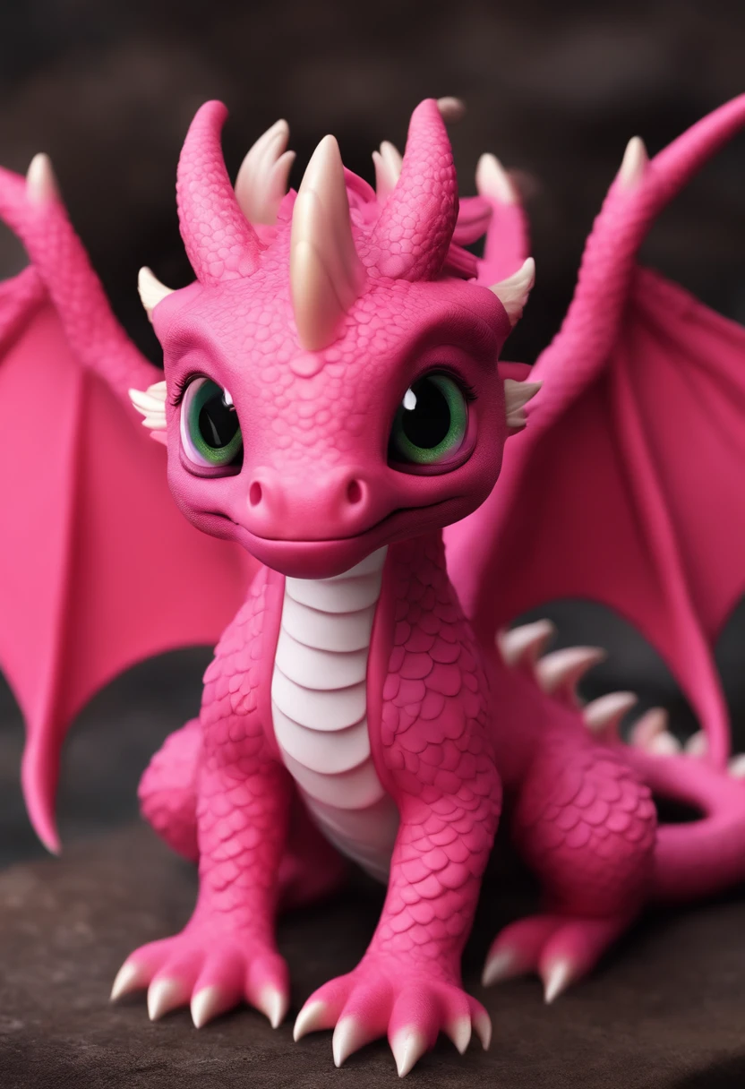 The dragon is cute, 3D, multi-layered, big eyes, super cute and pink. I like it.