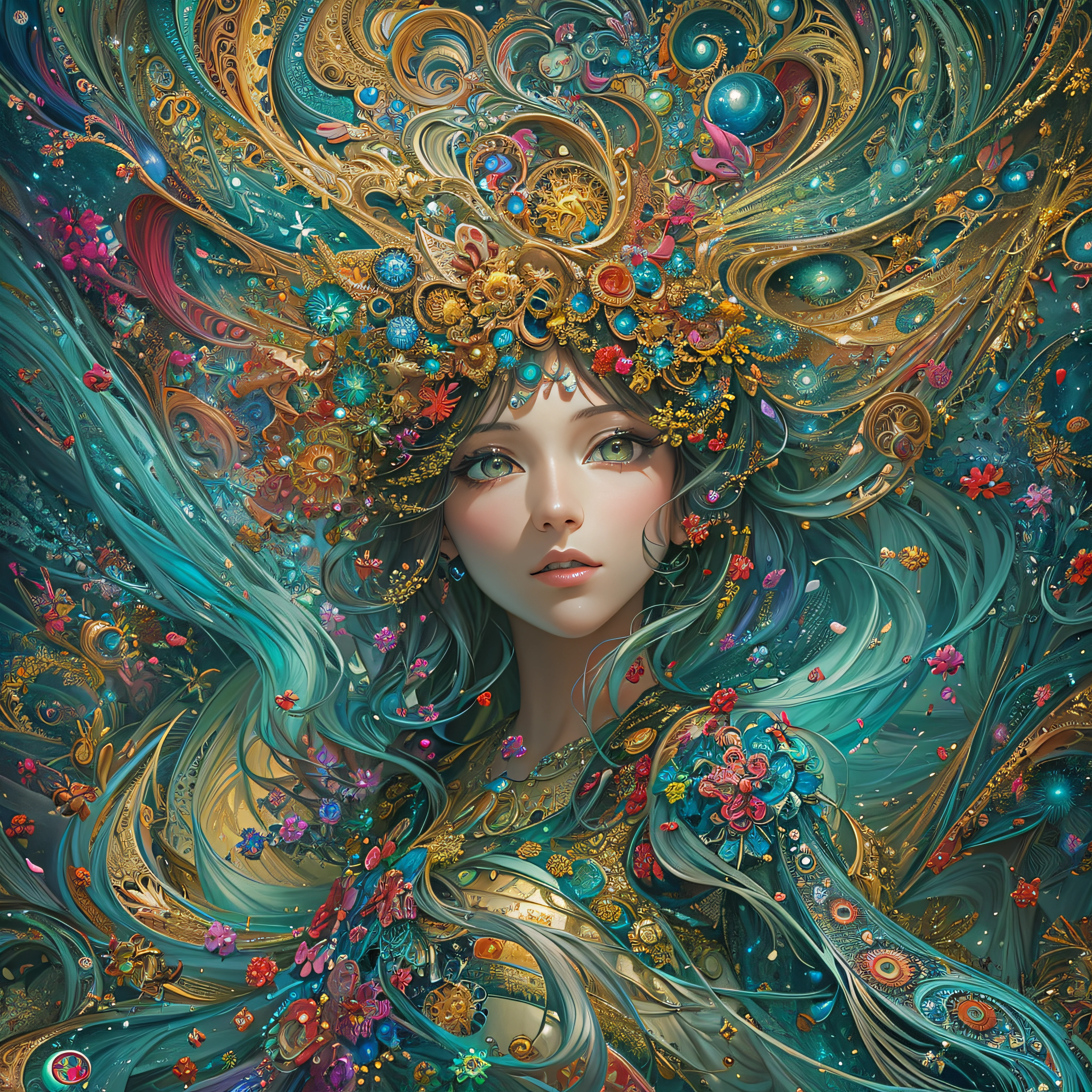 (masterpiece, top quality, best quality, official art, beautiful and aesthetic:1.2), (1girl), extreme detailed,(fractal art:1.3),colorful,highest detailed