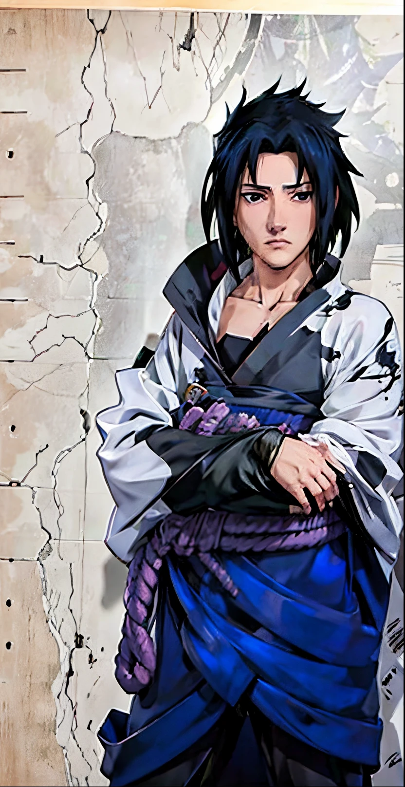 Sasuke extremamente realista, muito bonito, roupas realista