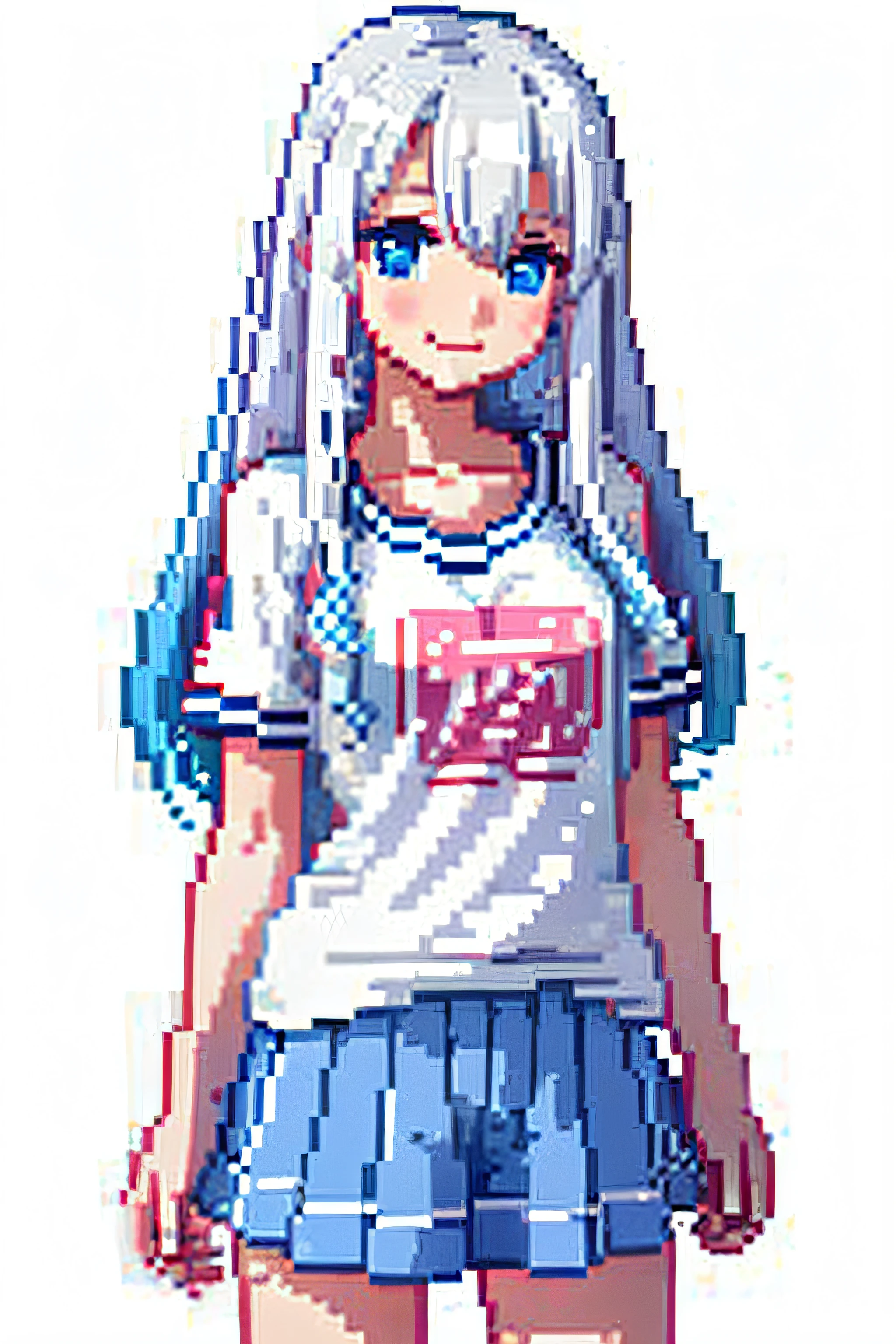 One Cute Teen Girl, Longhair straight curly hair, white hair, blue eyes, colorful casual outfit, smile, standing, standing pose, no pose, general pose, white background, high res, ultrasharp, 8K, masterpiece, bust-up