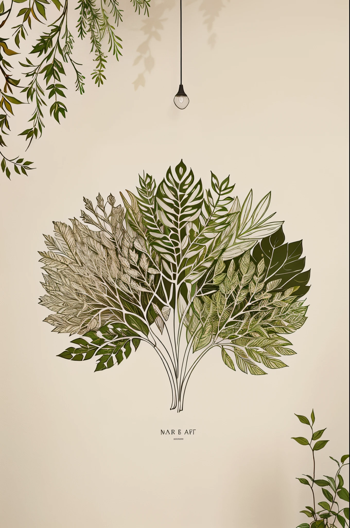 Wall Art, vector, Line art drawing of leaves with abstract shapes. Abstract Plant Art design for print, cover, wallpaper, minimal wall art and natural. Vector illustration. Botanical Line Art, three color, earth tone