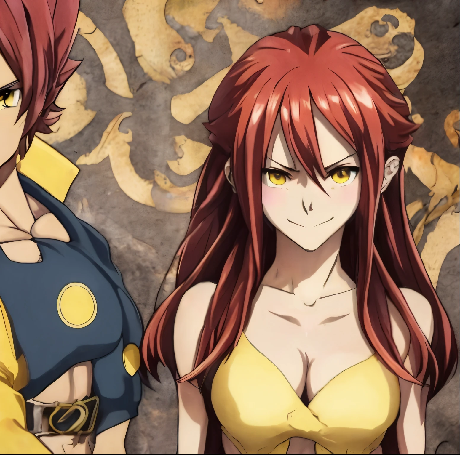 female with red hair and yellow eyes in fairy tail