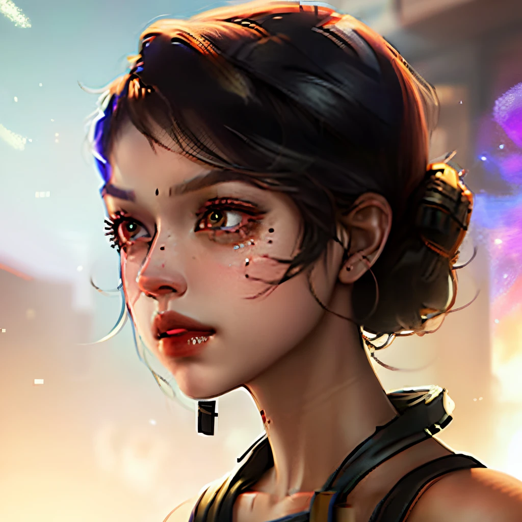 Fortnite skin: black hair, brown eyes hair down