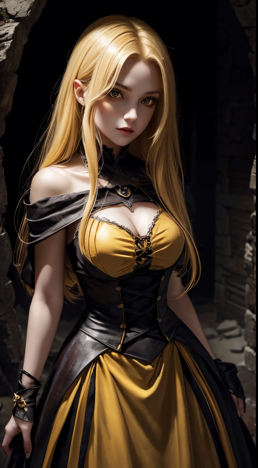(Best illustrations)、8K UHD resolution、Intricate details、((30-year-old woman))、((Voluptuous body))、(((Big Breasts)))、((Goat horns))、(((Swedish model)))、((Blonde))、((Black Dress))、((Fluffy dresses))、((Black metal armor))、最high quality、Realistic、Ultra-detailed、Best lighting、Best Shadow、Soft lighting、ultra HD、dungeons and dragon、cave、Dungeons、 Necromancer、night、Dark Style、Succubus、Devil's Daughter、Bat Wings,(((Devil horns)))、((((Black-rimmed round glasses))))、(((Huge boobs)))、(Devil's Tail)、(Red eyes glow:1.6)、masterpiece、Beautiful Face、Tyndall effect、Photo Real、(High Definition Skins:1.2)、8 KUHD、Digital SLR、high quality、picture、High resolution、 absurdes、Ponytail Distortion、The optimal ratio is four fingers to one thumb、1 girl、hair ornaments、Red Shiny Gem Necklace、gem、Beautiful expression、Body Up、Big breasts are important、Tight waist、wide ass、Tyndall effect、Photorealistic、(High Definition Skins:1.2)、(((Big Breasts)))、((Devil's Wings))、Upper Body、((Big horns))、((Red eyes))、((30-year-old woman))、