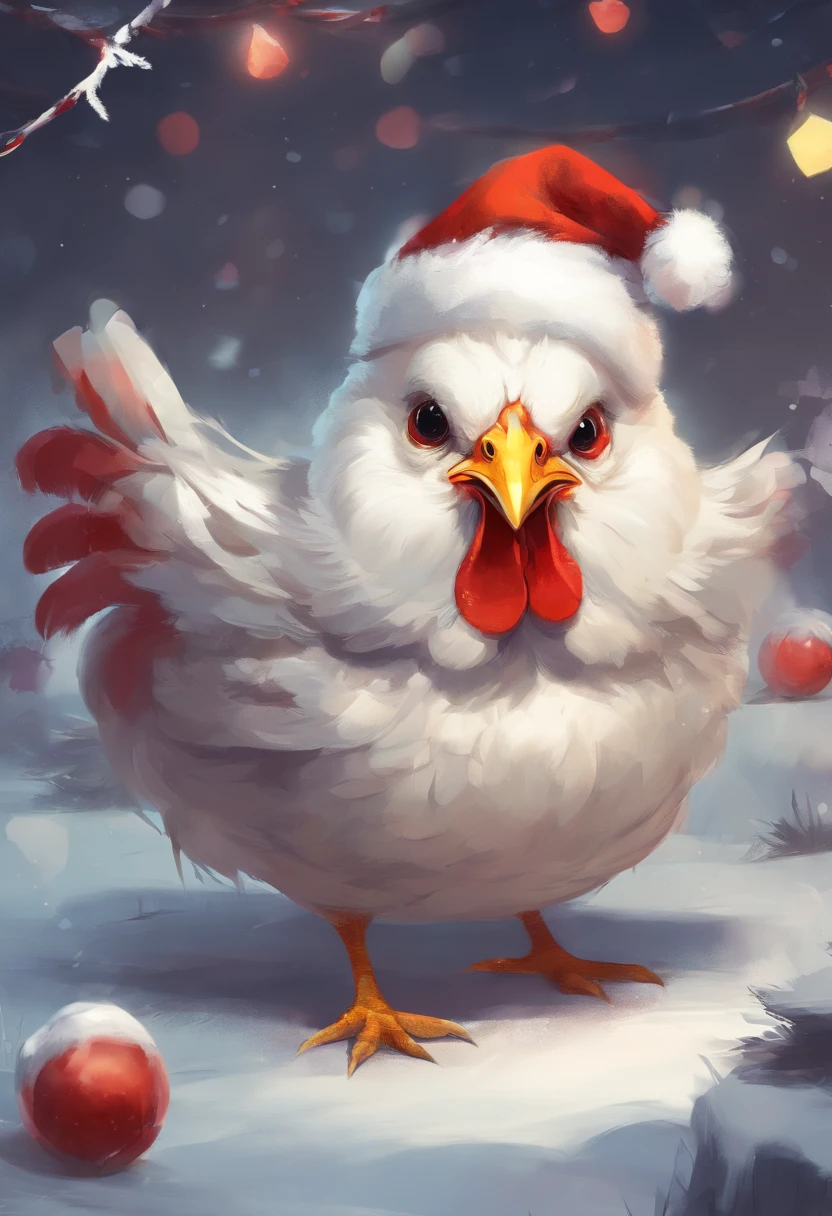 happy cute fat chicken in chirstmas