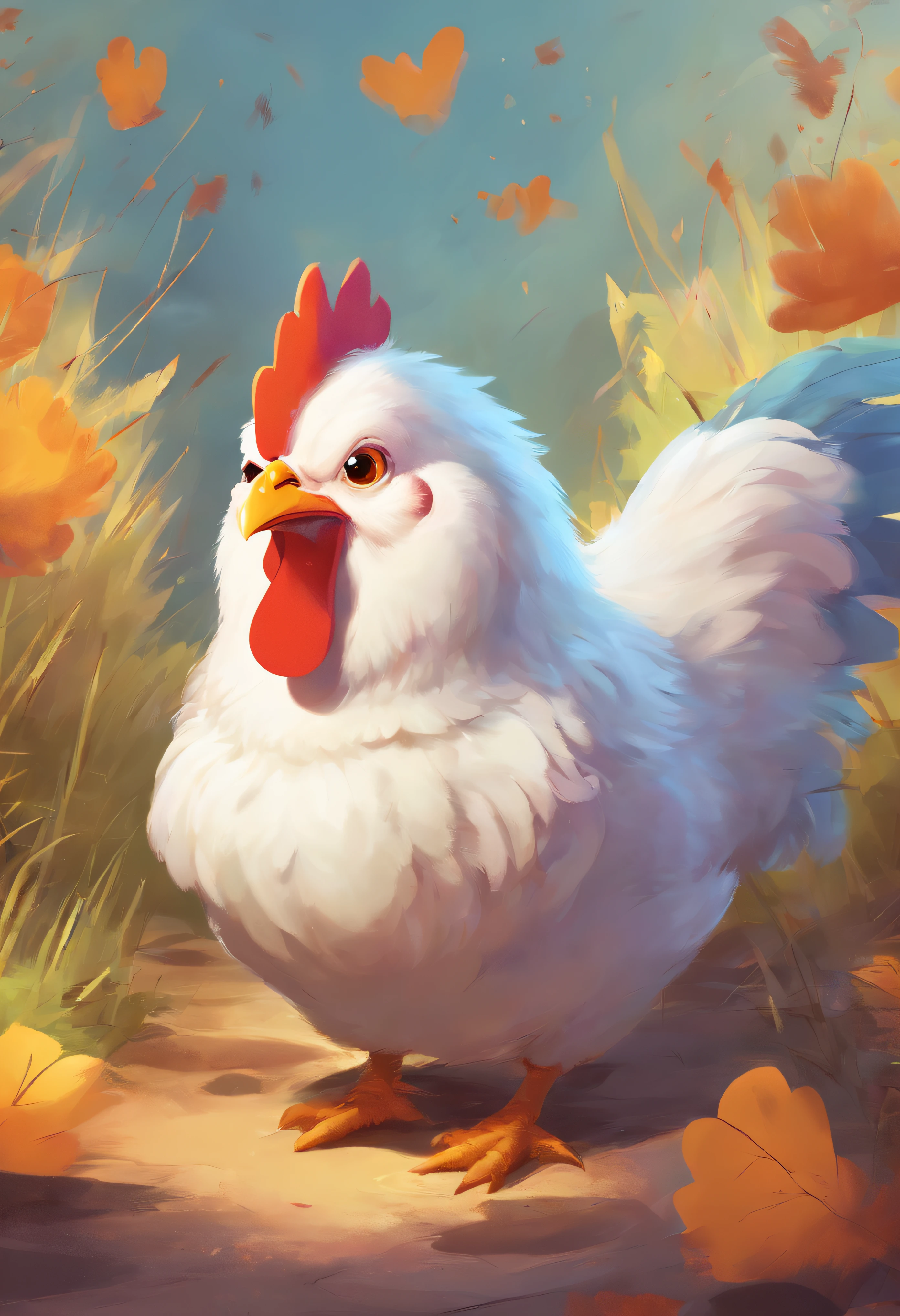 happy cute fat chicken