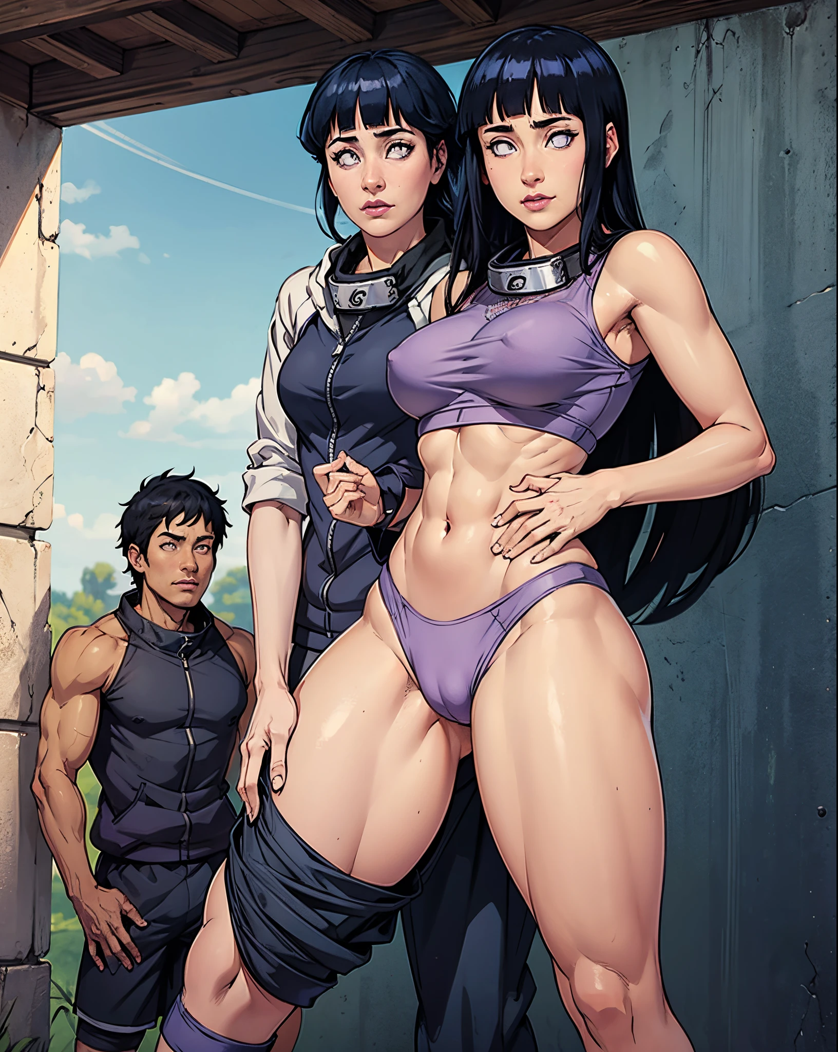 Hinata Hyuga, extremamente realista, provocante, sexy, bunda grande, pernas grossas, Fitness, bola de basquete