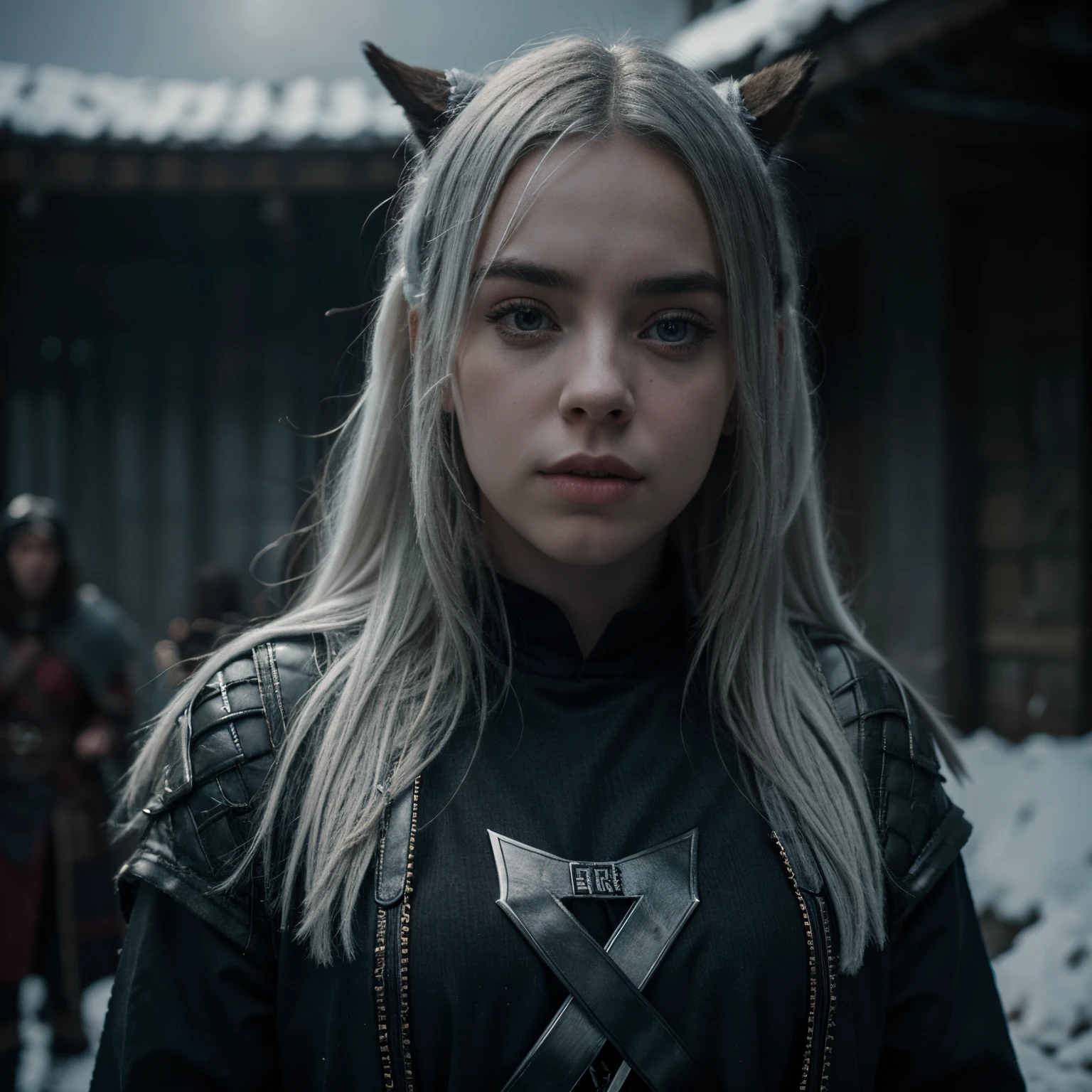 Billie eilish, norse, norse mythology, norse clothing, realistic, 4k, full hd