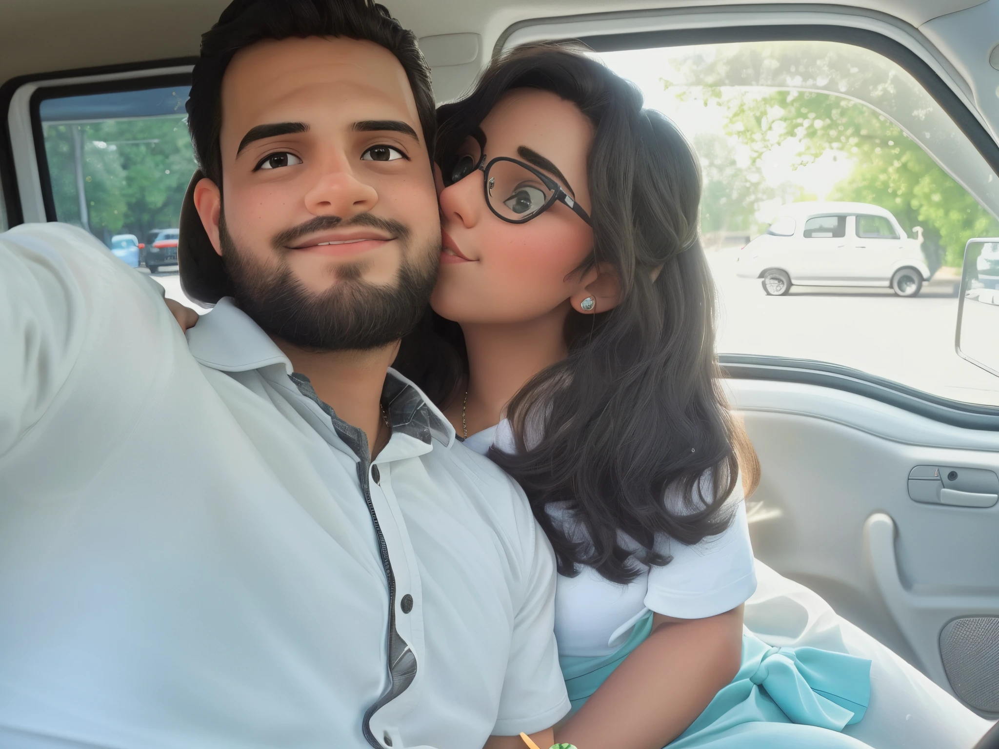 they are sitting in the back of a car and kissing, in love selfie, lovely couple, kissing together cutely, happy couple, profile picture, couple pose, couple, photo taken in 2 0 2 0, facebook post, ghutra and egal, they are in love, candid picture, romantic couple, back to us, selfie photo, profile image, cute photo