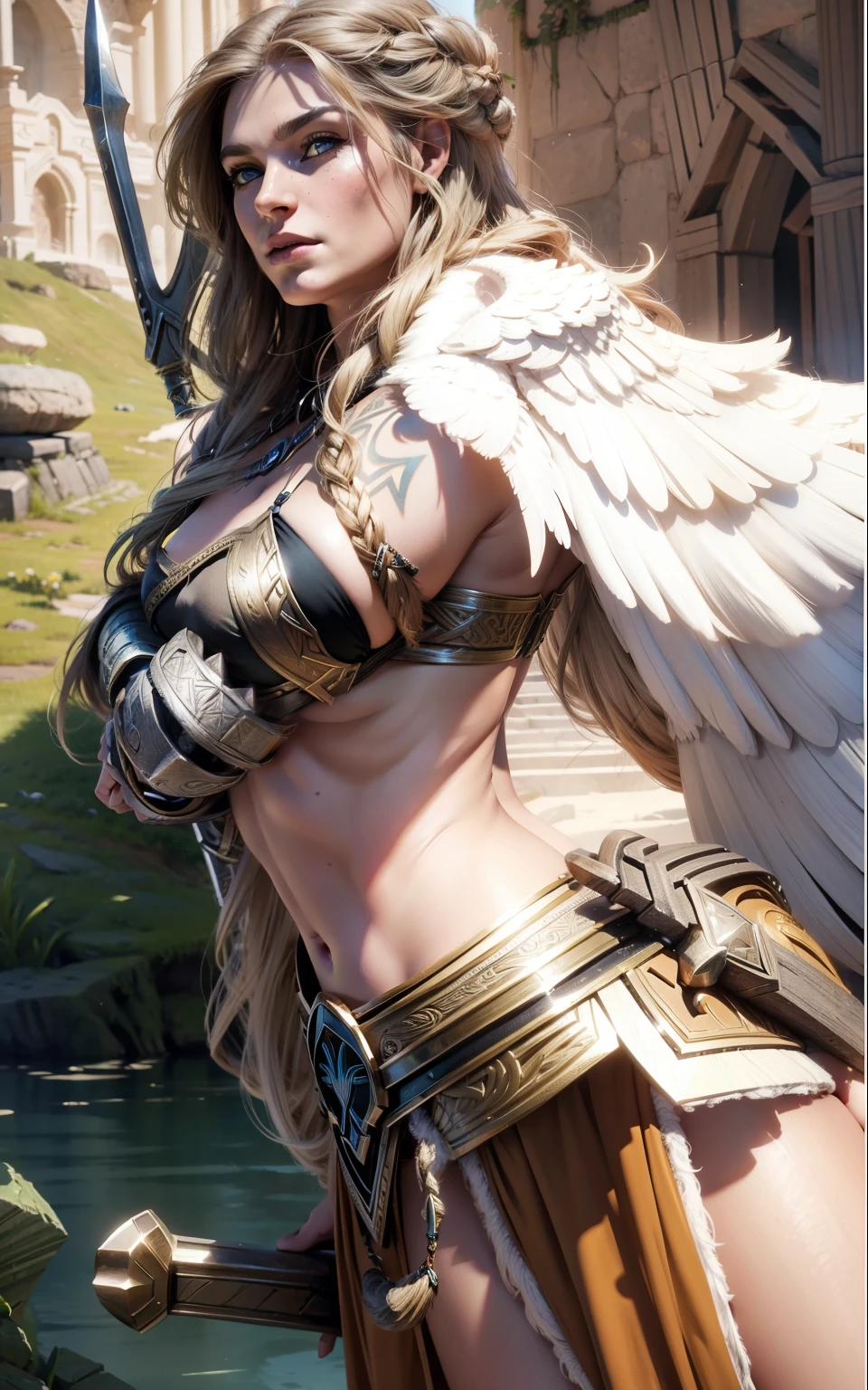 Asgard,valkyrie,Senhora Cavaleiro,Anatomia correta,epic fantasy digital art,tmasterpiece,8k,high-definition resolution,desenho detalhado,Qulidade Superior,, Epic composition,