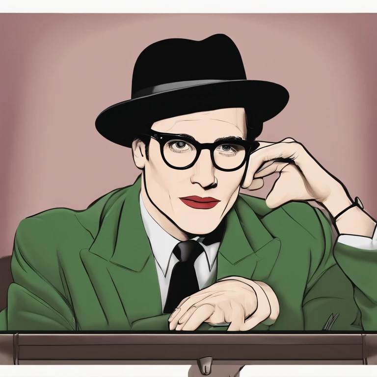 Ed is tall with neat black hair, glasses, wears a green suit, wears a bowler hat, famously portrayed by Cory Michael Smith,Batman,Ed is tall with neat black hair, glasses, wears a green suit, wears a bowler hat, famously portrayed by Cory Michael Smith,face,photo