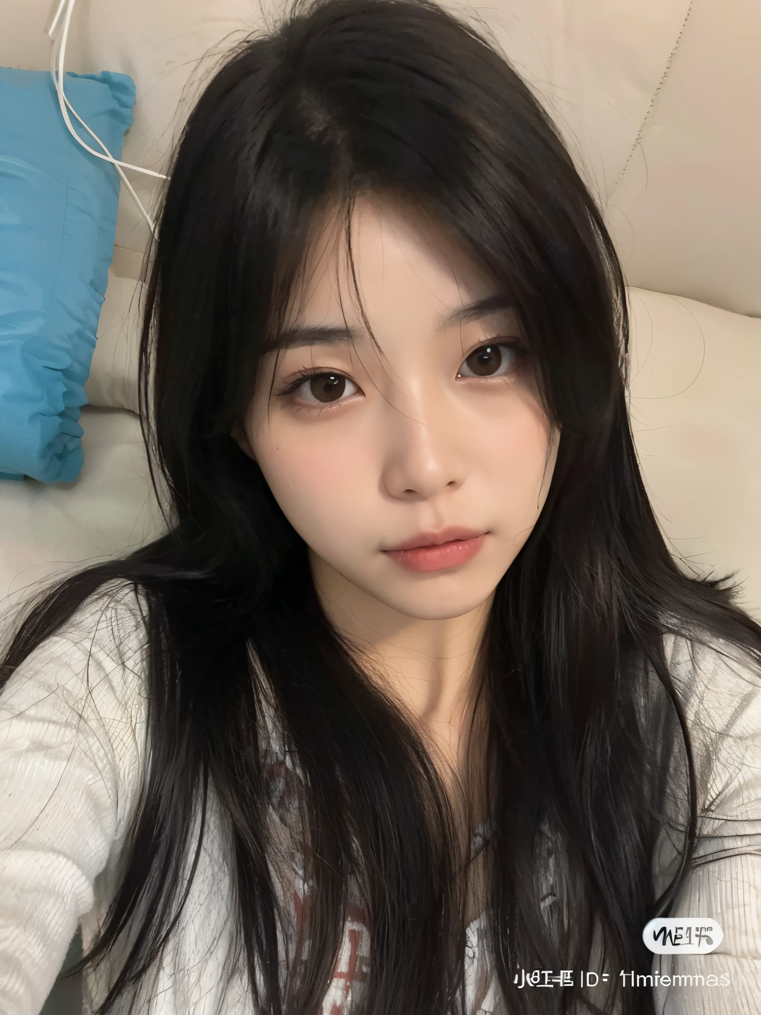 um close up de uma mulher com longos cabelos pretos e uma camisa branca, coreana, Mulher sul-coreana bonita, linda mulher coreana jovem, young adorable korean face, mulher coreana jovem bonita, Ulzzang, young cute wan asian face, Mulher coreana, wan adorable korean face, lindo rosto delicado, Heonhwa Choe, korean face features, Sakimichan