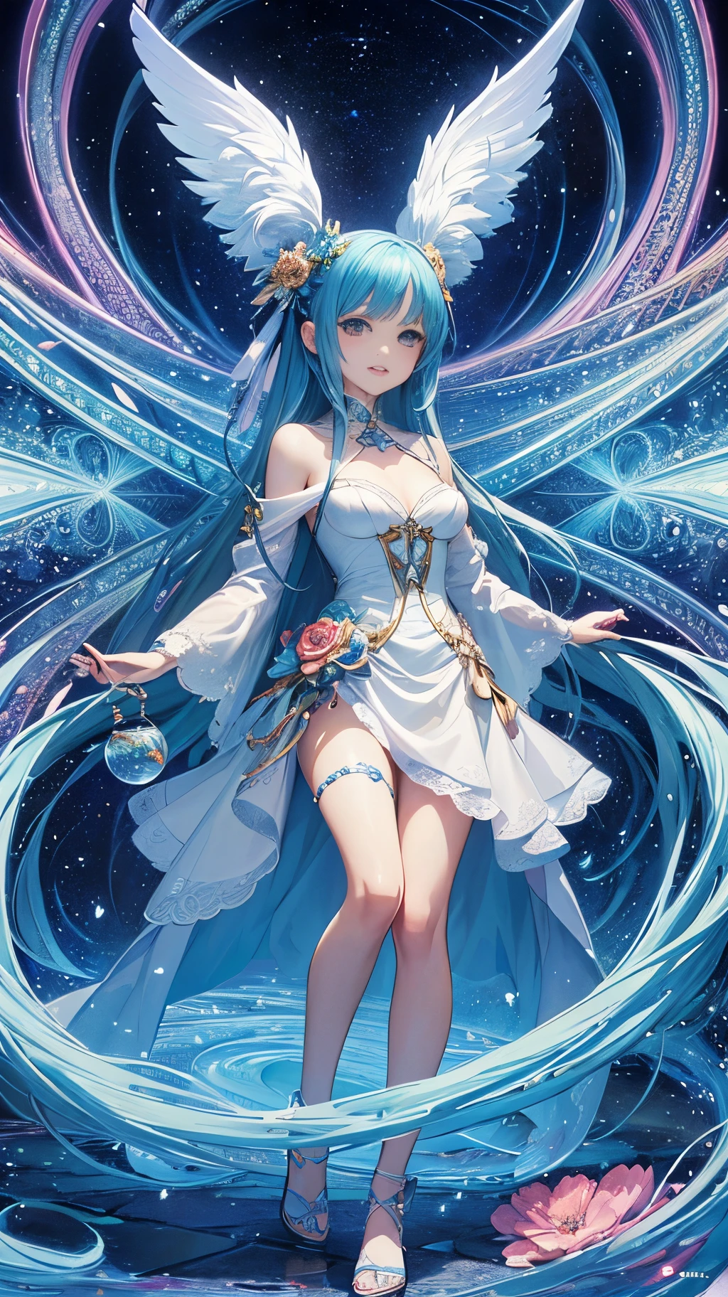 (ultra-detailliert、masterpiece、top-quality、top-quality、anime illustrated、Official art、Beautifully Aesthetic:1.2)、2D beautiful girl、(1girl in:1.3)、(Fractal Art:1.3)、