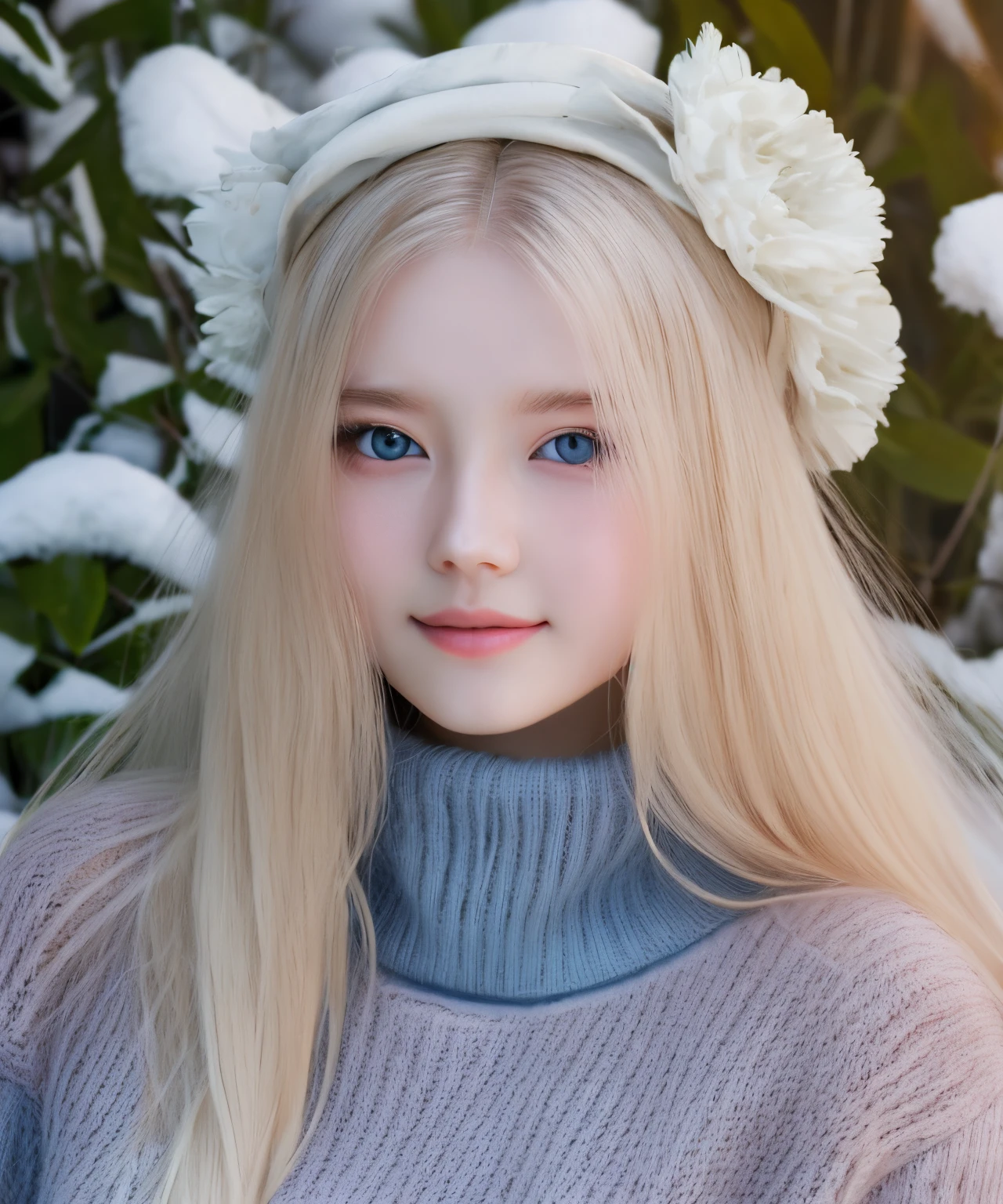 An Englishwoman with long pale blonde hair, eyes as blue as seawater, and ivory skin that is fairer than snow. The eyes are soft and the temperament is calm. Dressed in a pink chiffon sweater, natural makeup, a breeze blowing on the prairie --auto --s2