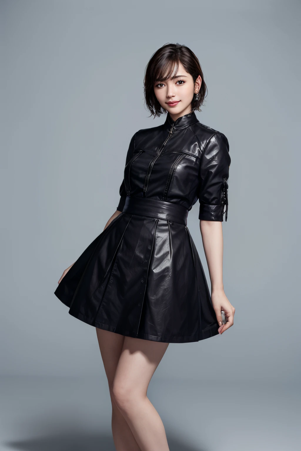 Top quality, full body, masterpiece, dark eyebrows, ultra high resolution, photorealistic, highly detailed, professional lighting smile, eagle nose, short hair